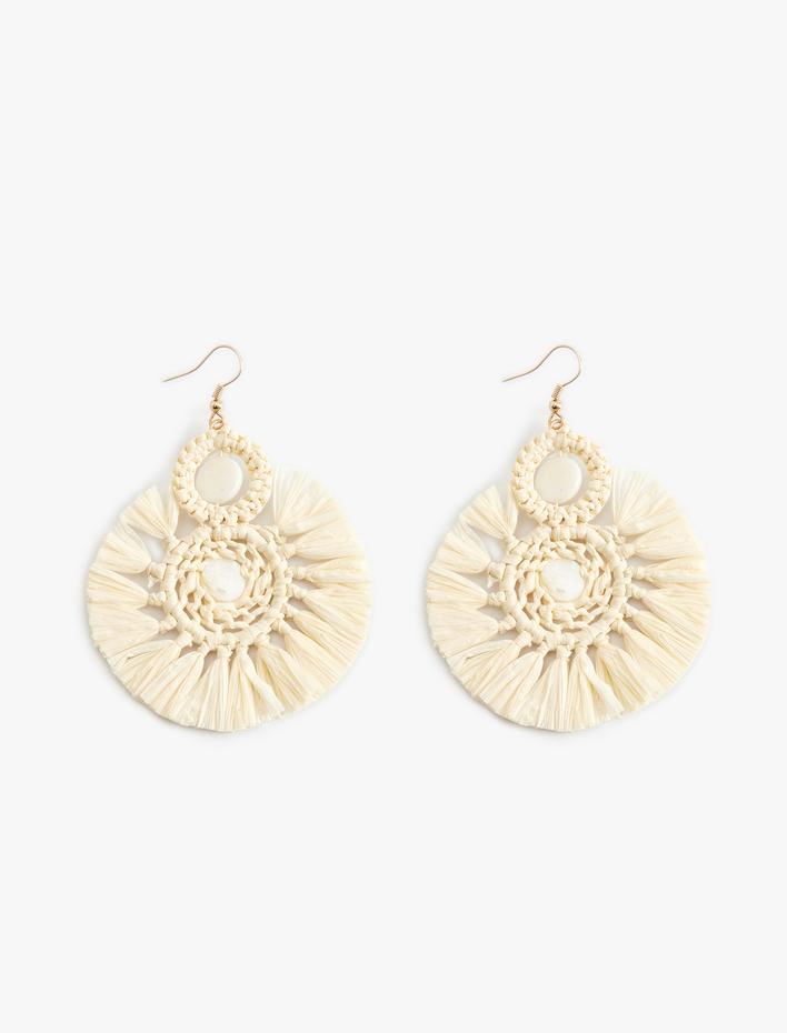 Kadın Hasır Küpe Makrome Sallantılı