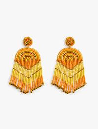 Etnik Küpe Boncuklu Çok Renkli Büyük Sallantılı