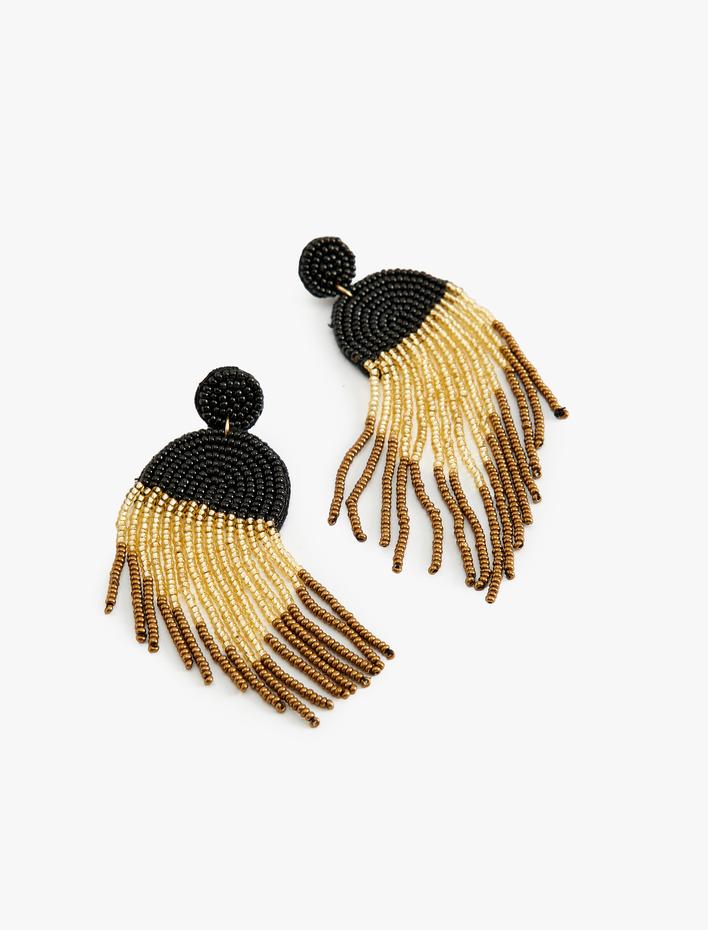 Kadın Büyük Boy Sallantılı Boncuklu Etnik Küpe