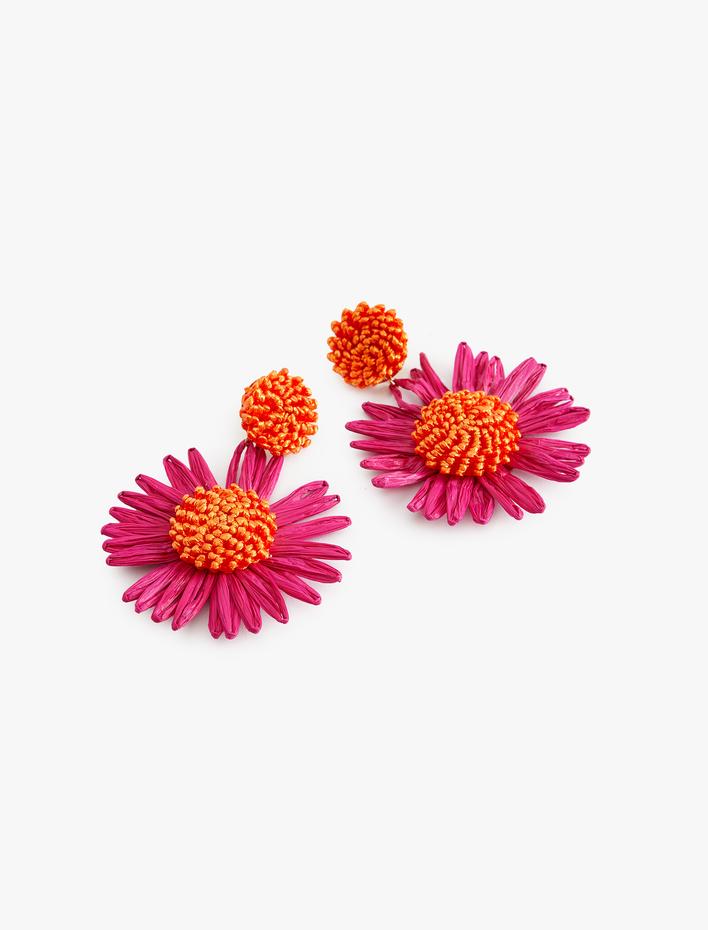 Kadın Papatya Küpe Hasır Sallantılı