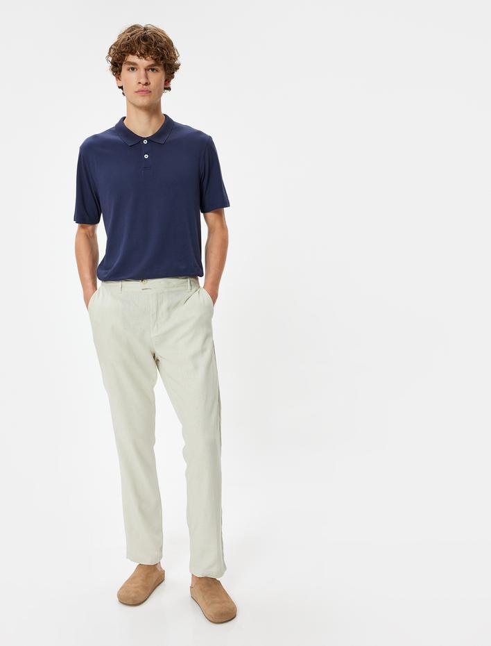  Slim Fit Tişört Polo Yaka Kısa Kollu Pamuklu