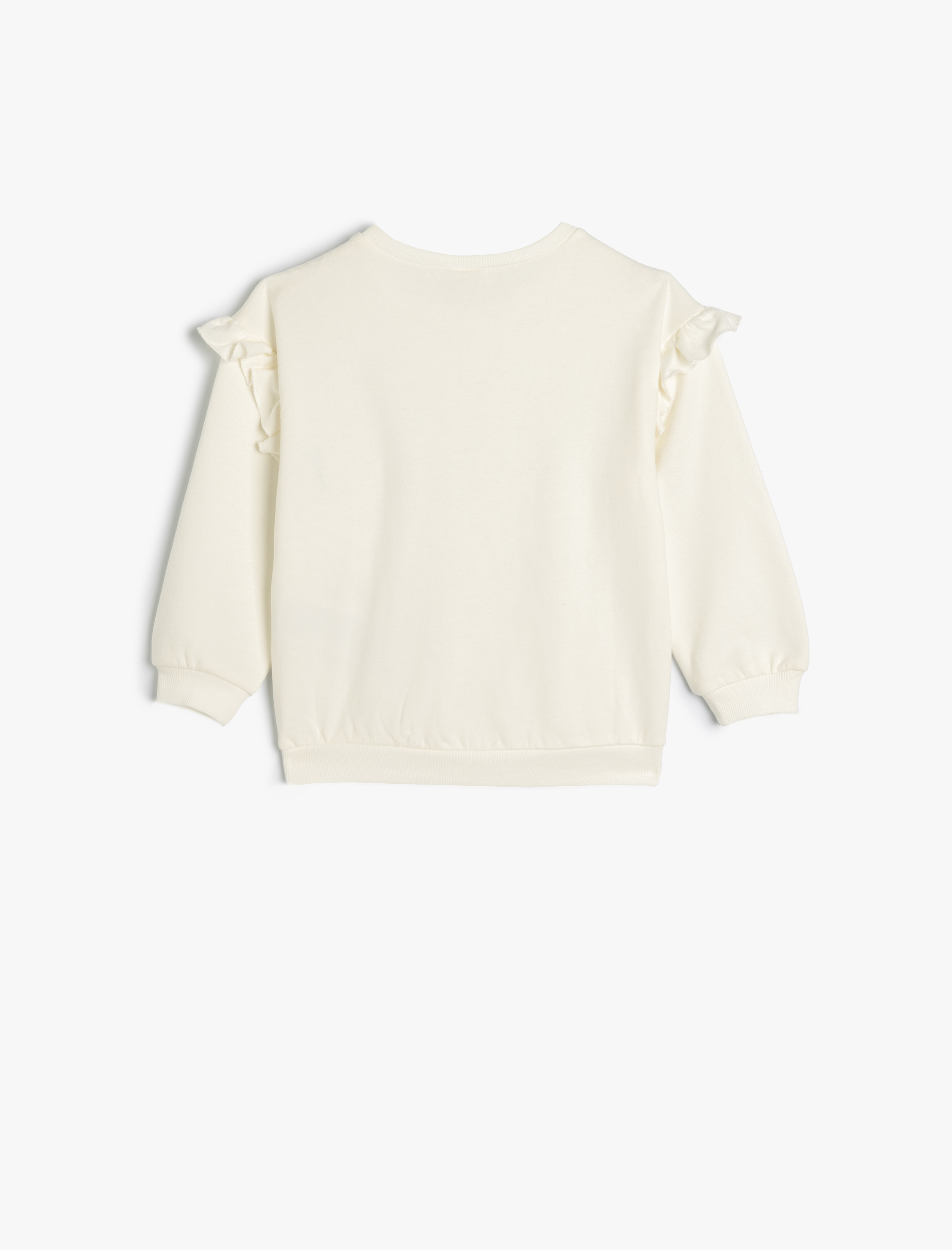  Kız Bebek Sweat Kelebek Baskılı Fırfır Detaylı Pamuklu Şardonlu