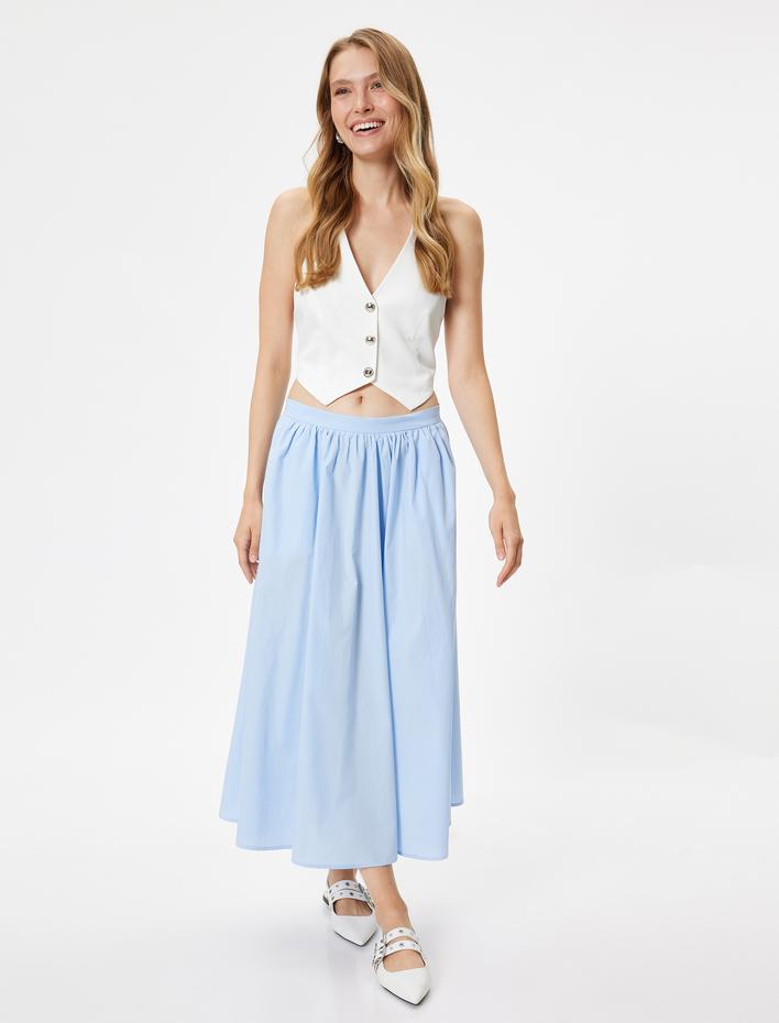  Uzun Poplin Balon Etek Oversize Pamuklu