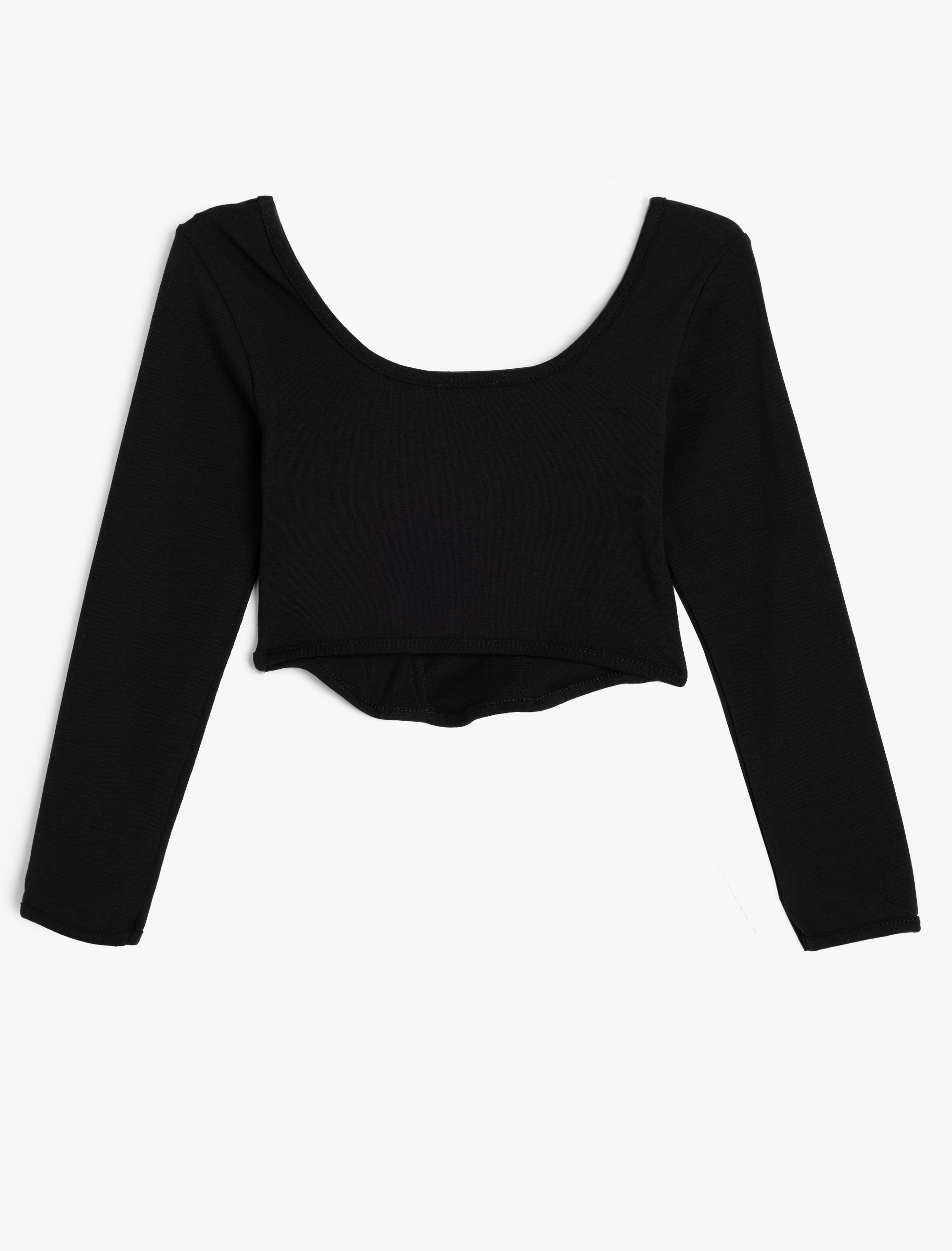  Kız Çocuk Tişört Bisiklet Yaka Uzun Kollu Dikiş Detaylı Pamuklu