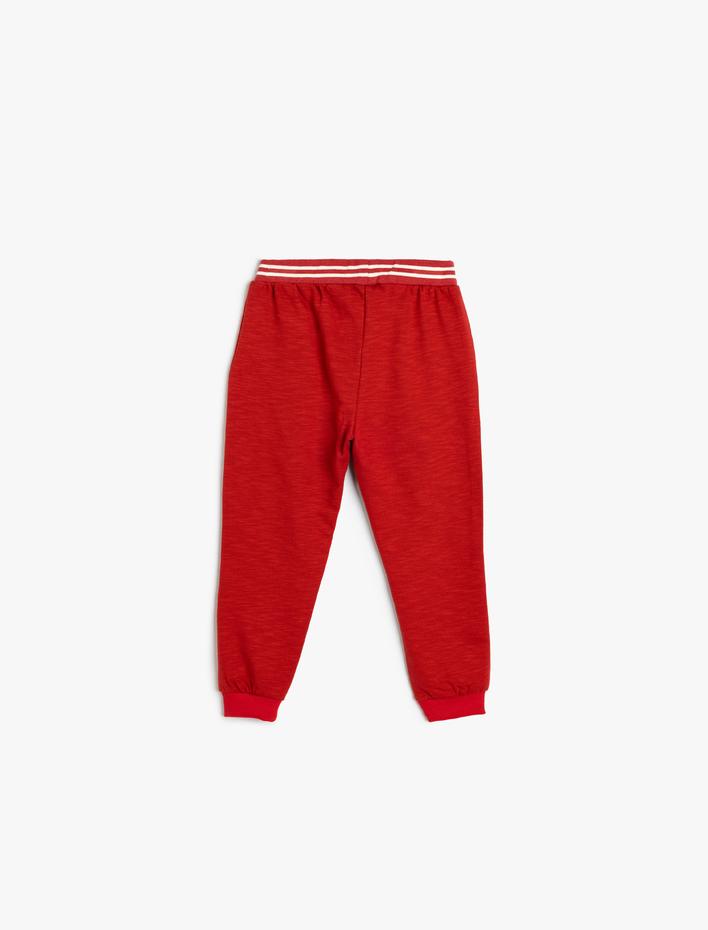 Erkek Bebek Jogger Eşofman Altı Beli Bağlamalı Slogan Baskılı Pamuklu Şardonlu