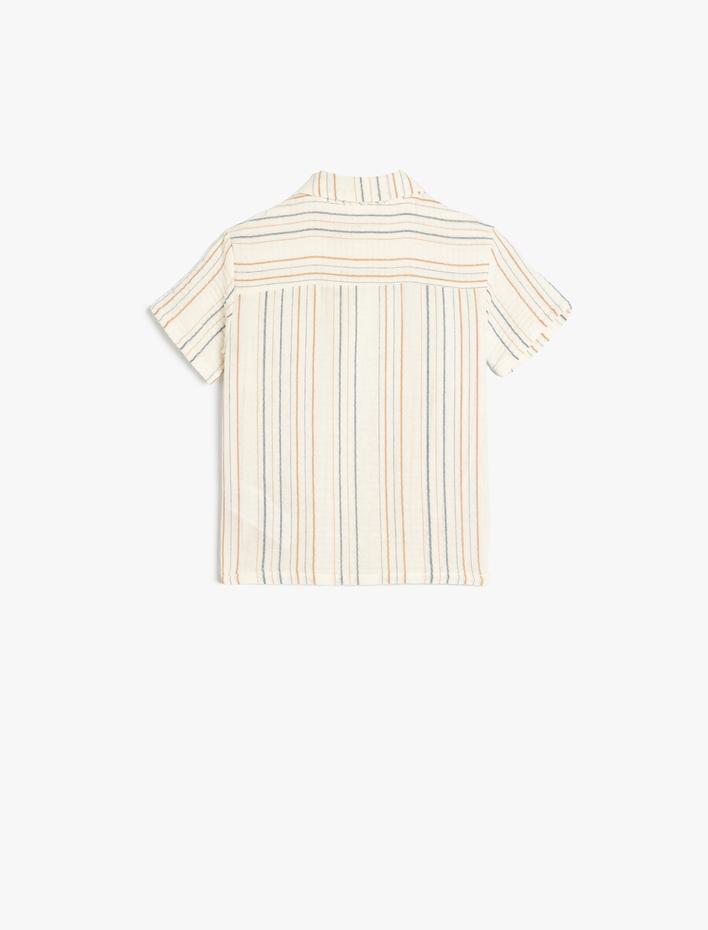 Erkek Bebek Gömlek Kısa Kollu Düğme Detaylı Pamuklu