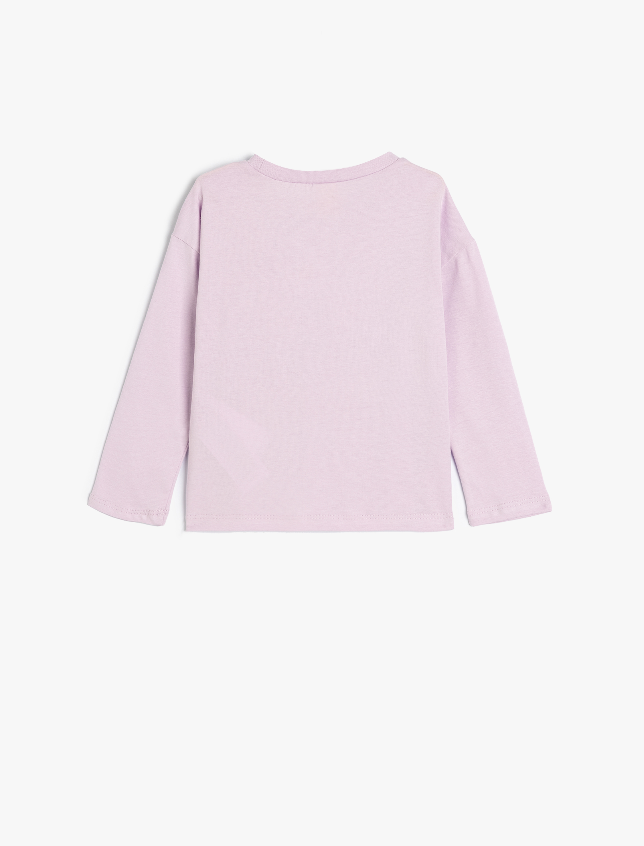  Kız Bebek Tişört Çiçekli Uzun Kollu Bisiklet Yaka Dokulu Pamuklu