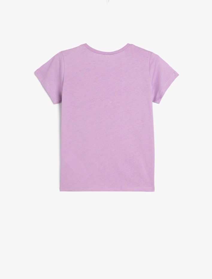 Kız Çocuk Kalpli Tişört Kısa Kollu Bisiklet Yaka Pamuklu