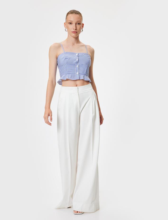  Koton X Melis Ağazat - Crop Askılı Büstiyer Düğmeli Pamuklu