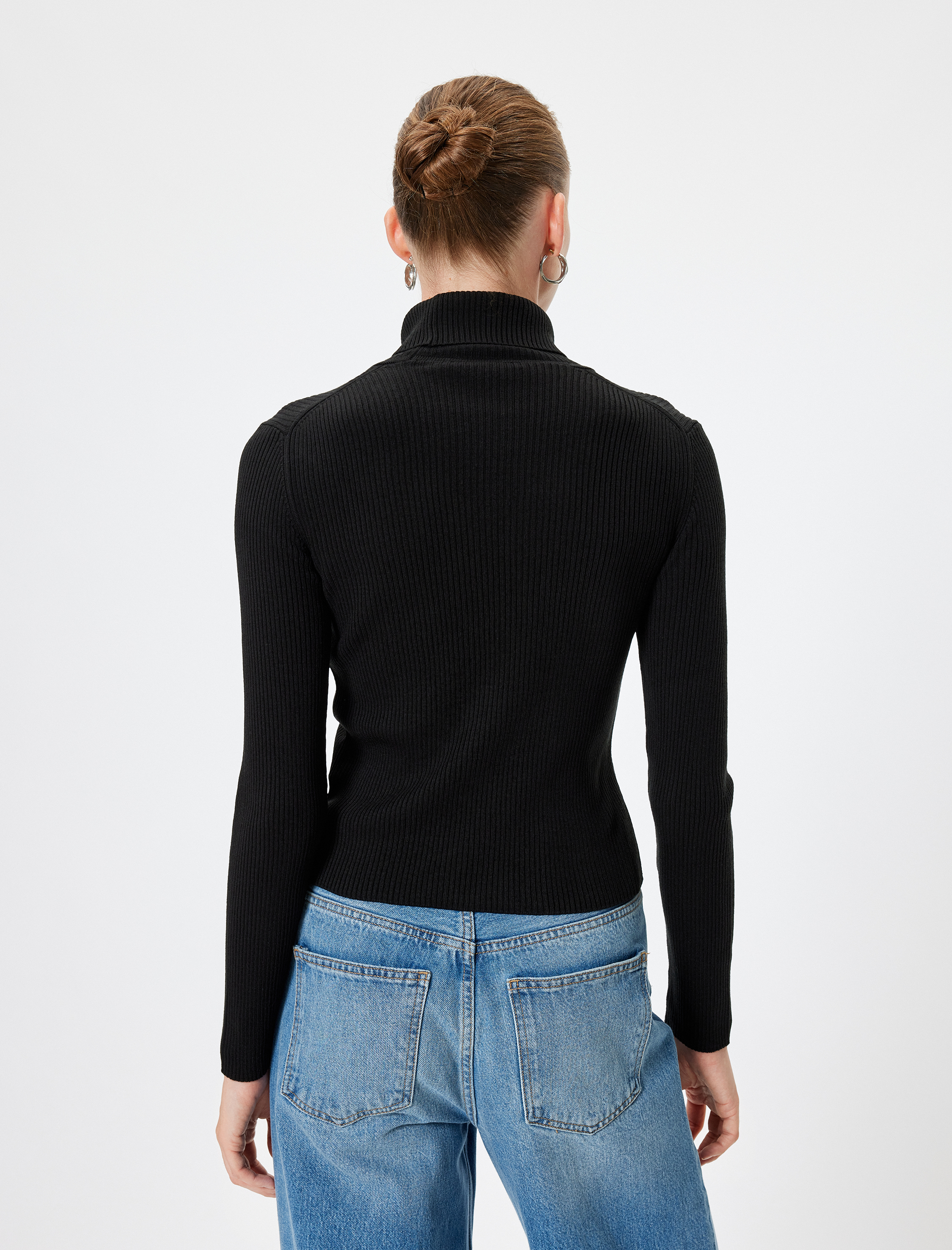 Basic Uzun Kollu Fitilli Triko Boğazlı Kazak