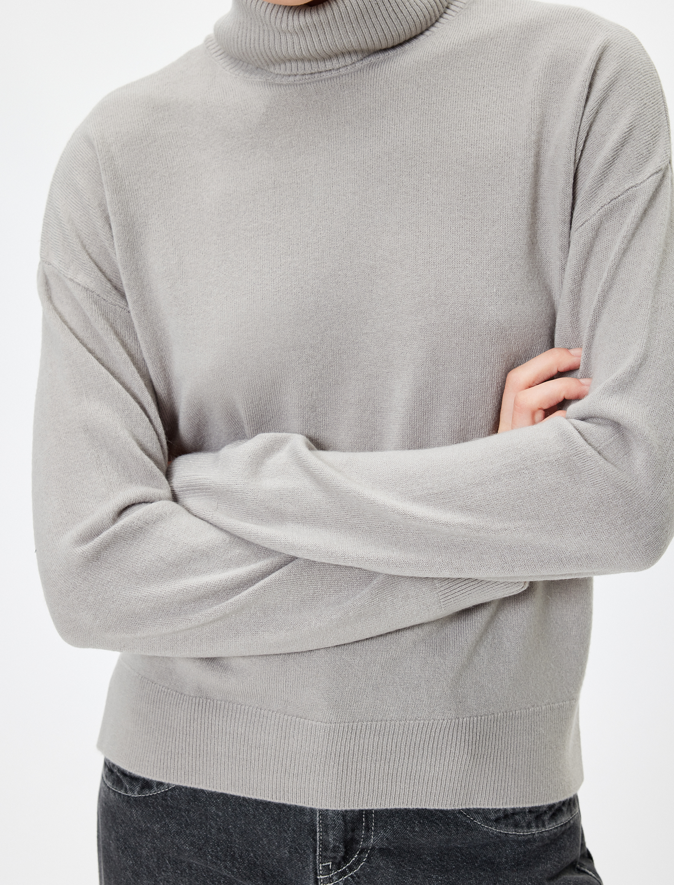 Basic Triko Boğazlı Kazak Uzun Kollu Yumuşak Dokulu