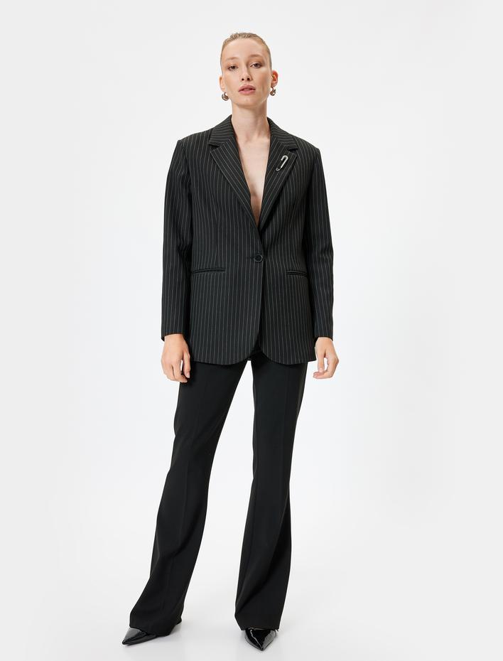  Blazer Ceket Kalça Boy Bol Kalıp Kruvaze