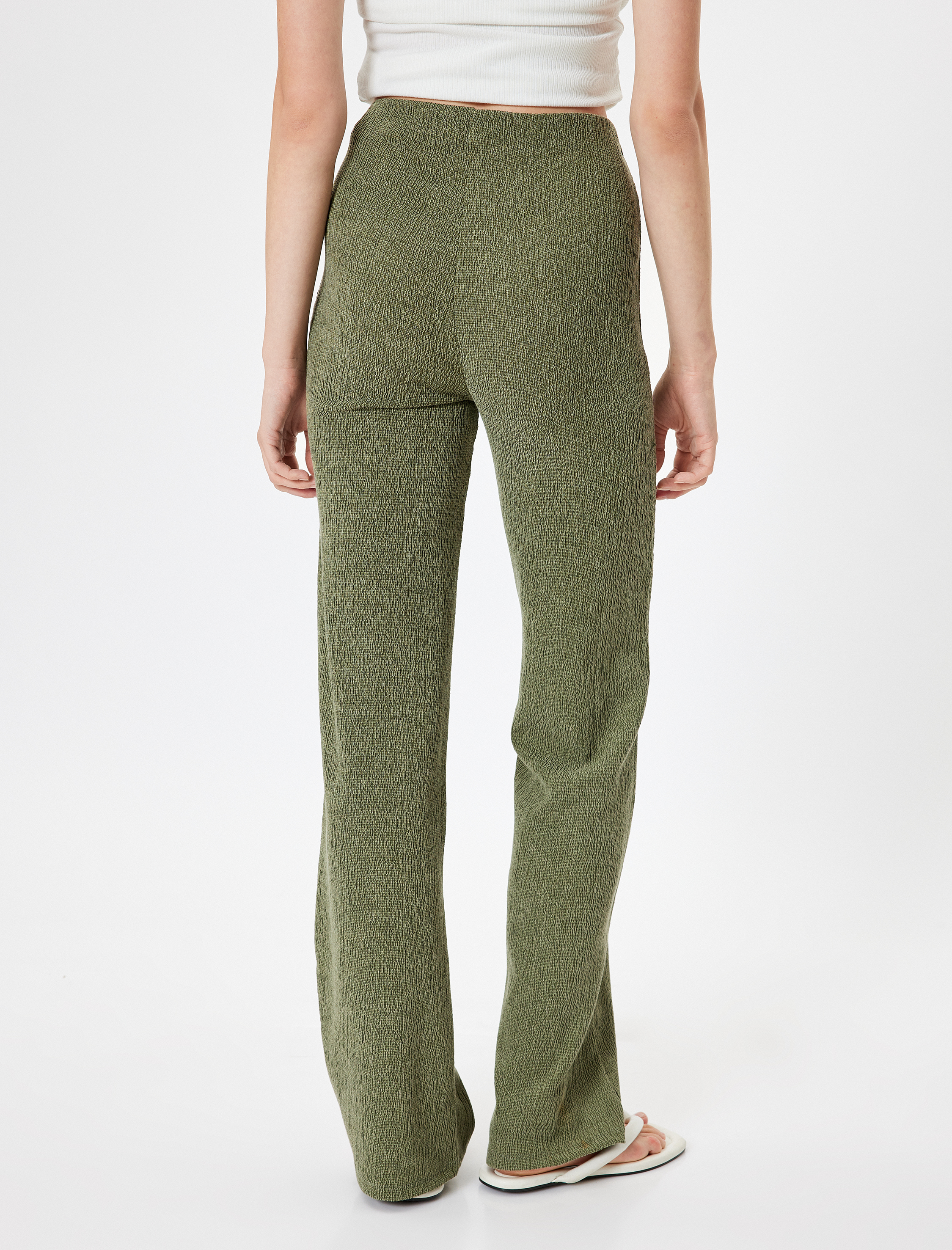   Standart Bel Dokulu Düz Paça Pantolon