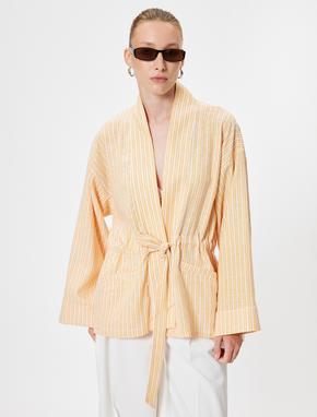 Oversize Kimono Geniş Kol Kuşak Detaylı_2