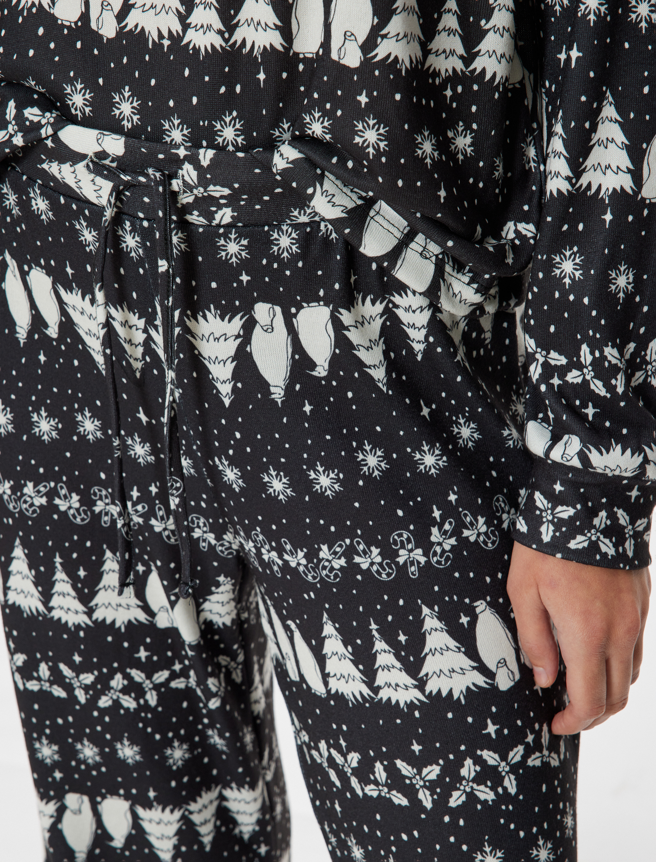 Düz Bol Paça Rahat Kalıp Yılbaşı Temalı Pijama Altı