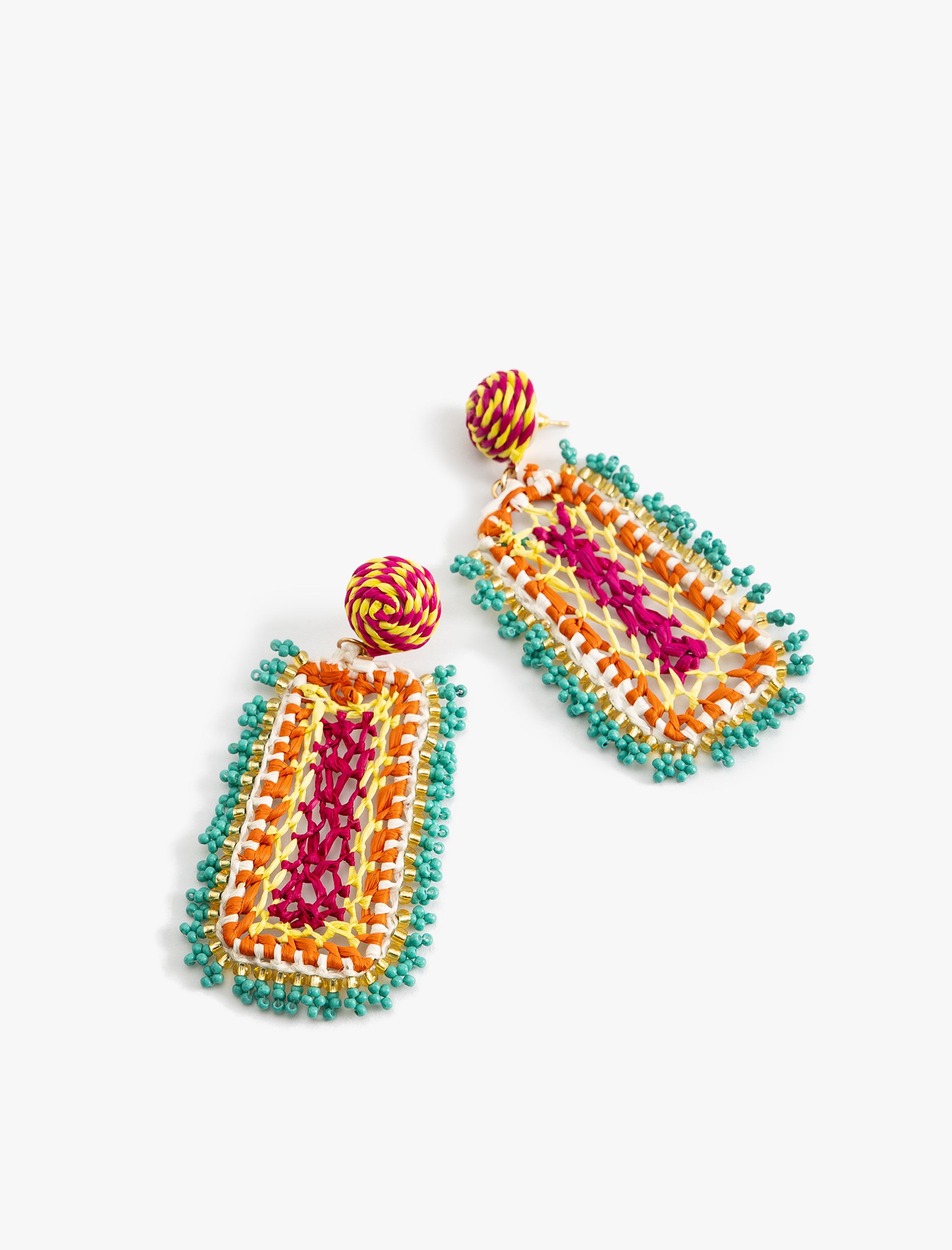  Kadın Hasır Küpe Sallantılı Boncuk Detaylı Çok Renkli