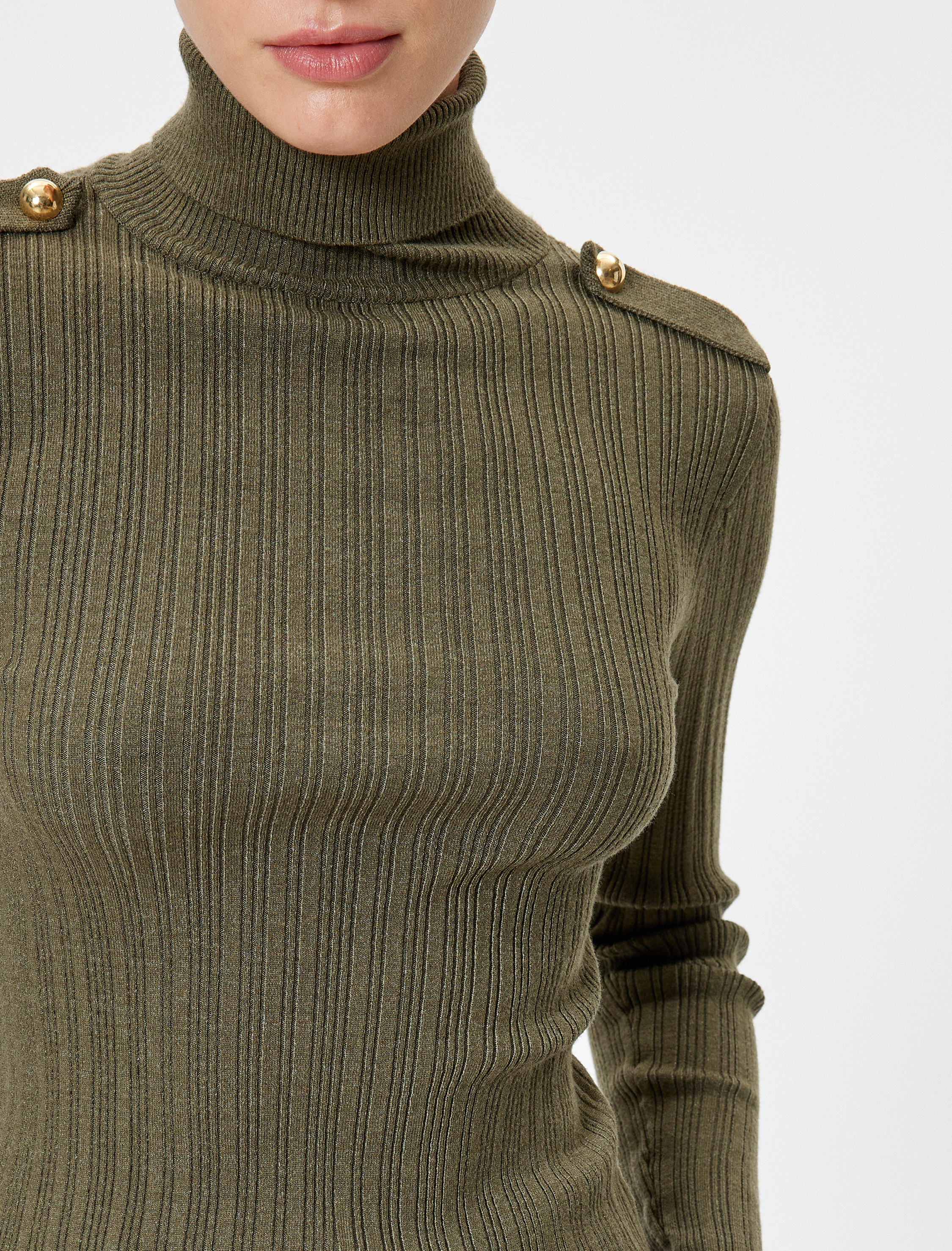   Apolet Detaylı Uzun Kollu Boğazlı Triko Kazak