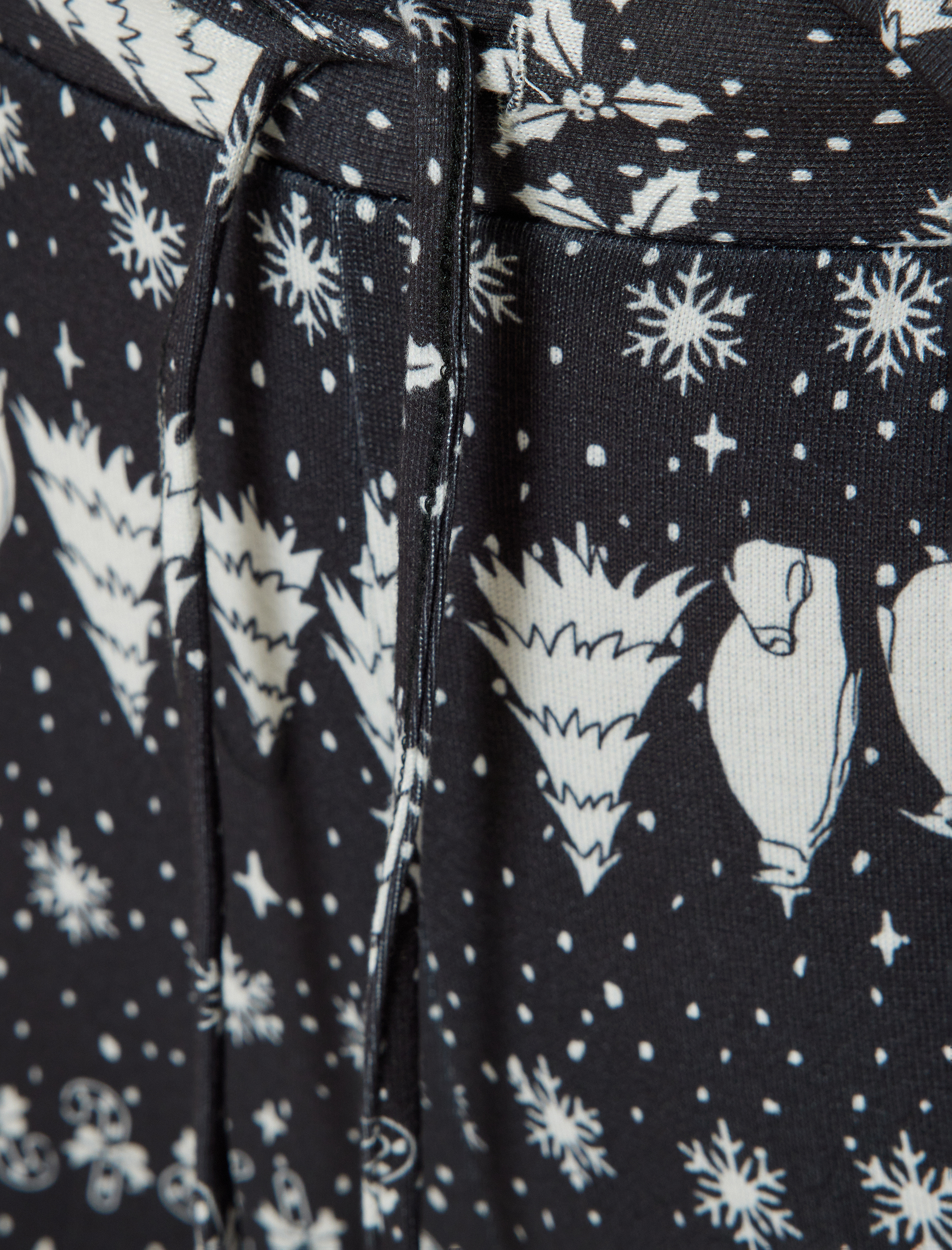 Düz Bol Paça Rahat Kalıp Yılbaşı Temalı Pijama Altı