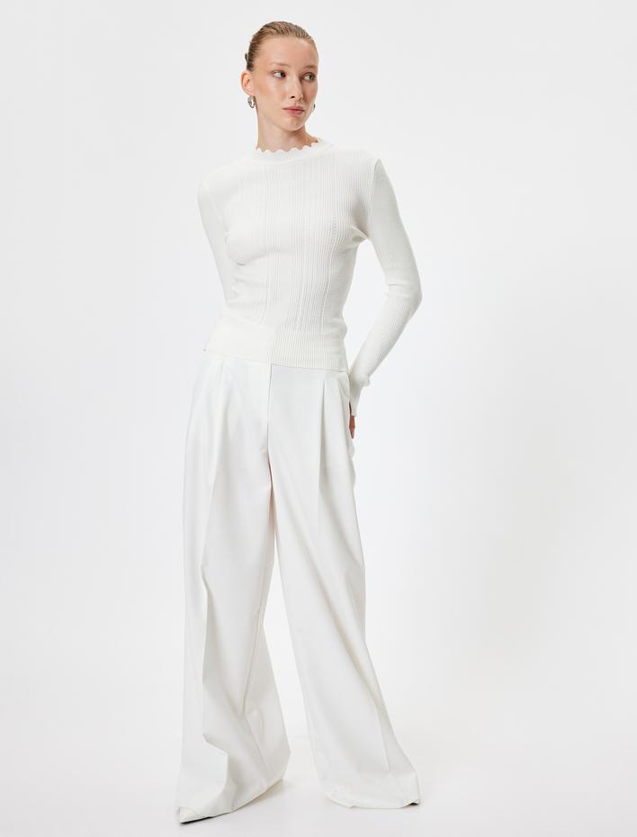  Triko Kazak Hafif Dik Yaka Uzun Kollu Dokulu