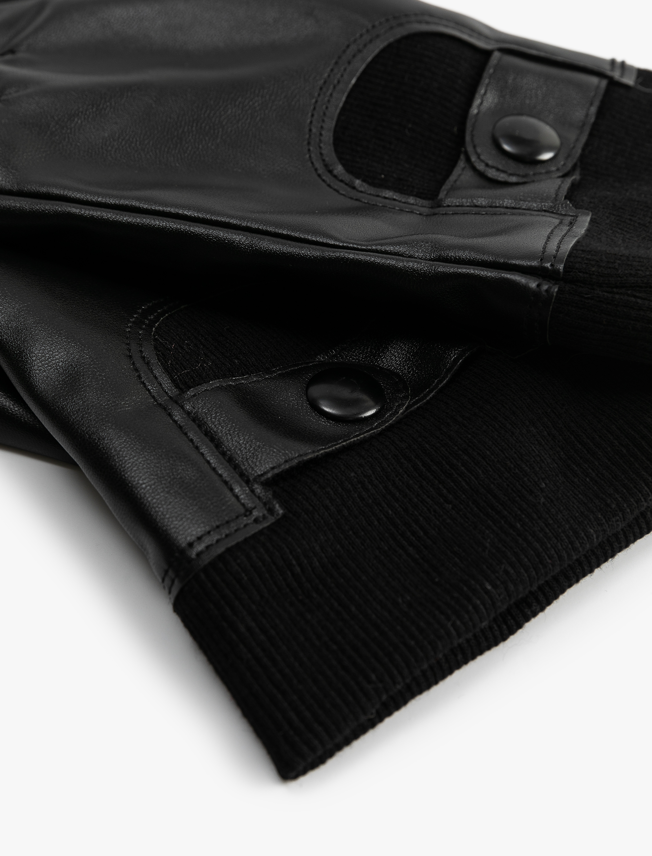  Erkek Suni Deri Eldiven Çıt Çıt Düğme Detaylı Polar Astarlı