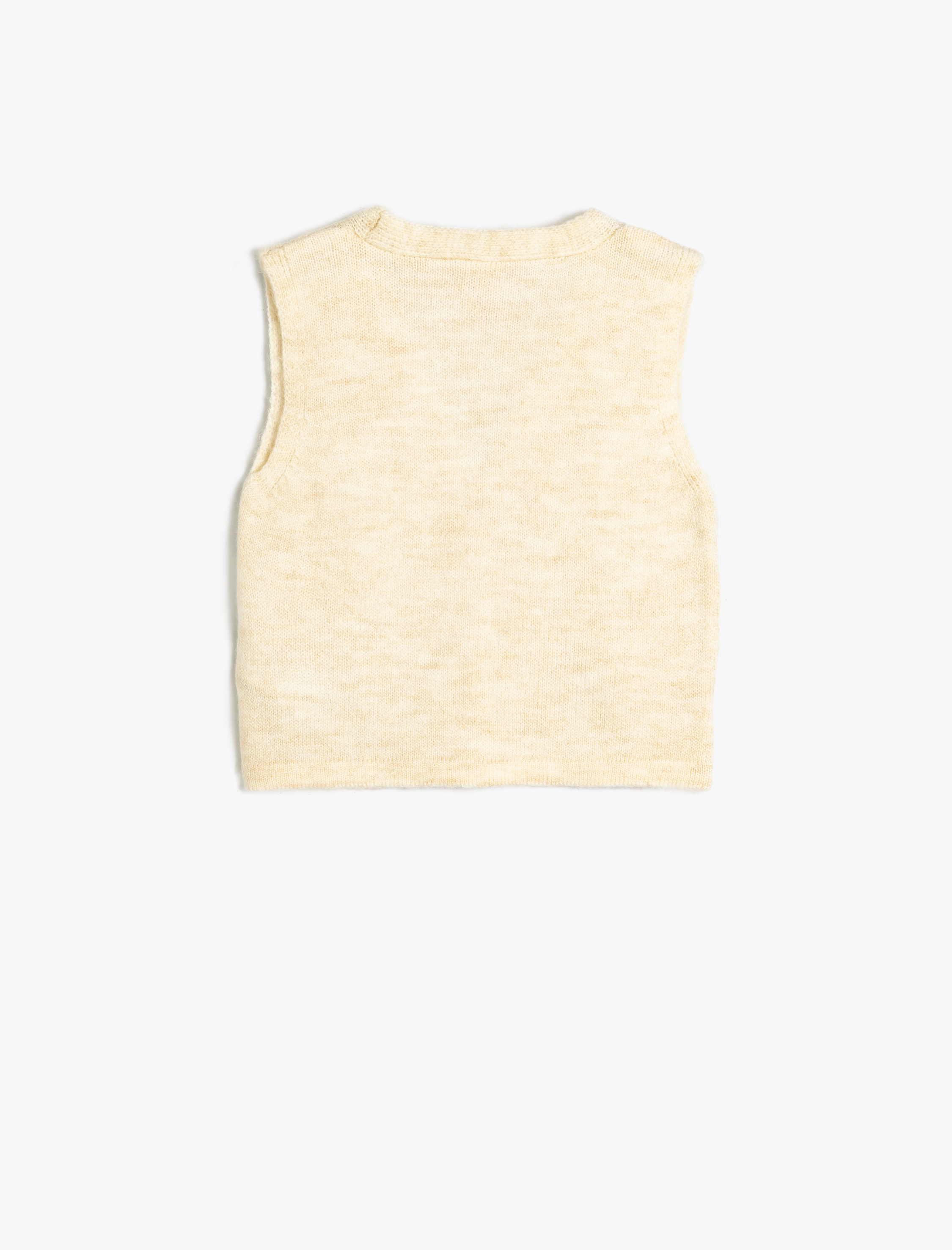  Kız Bebek Basic Yelek Kolsuz Çiçek Aplikeli V Yaka