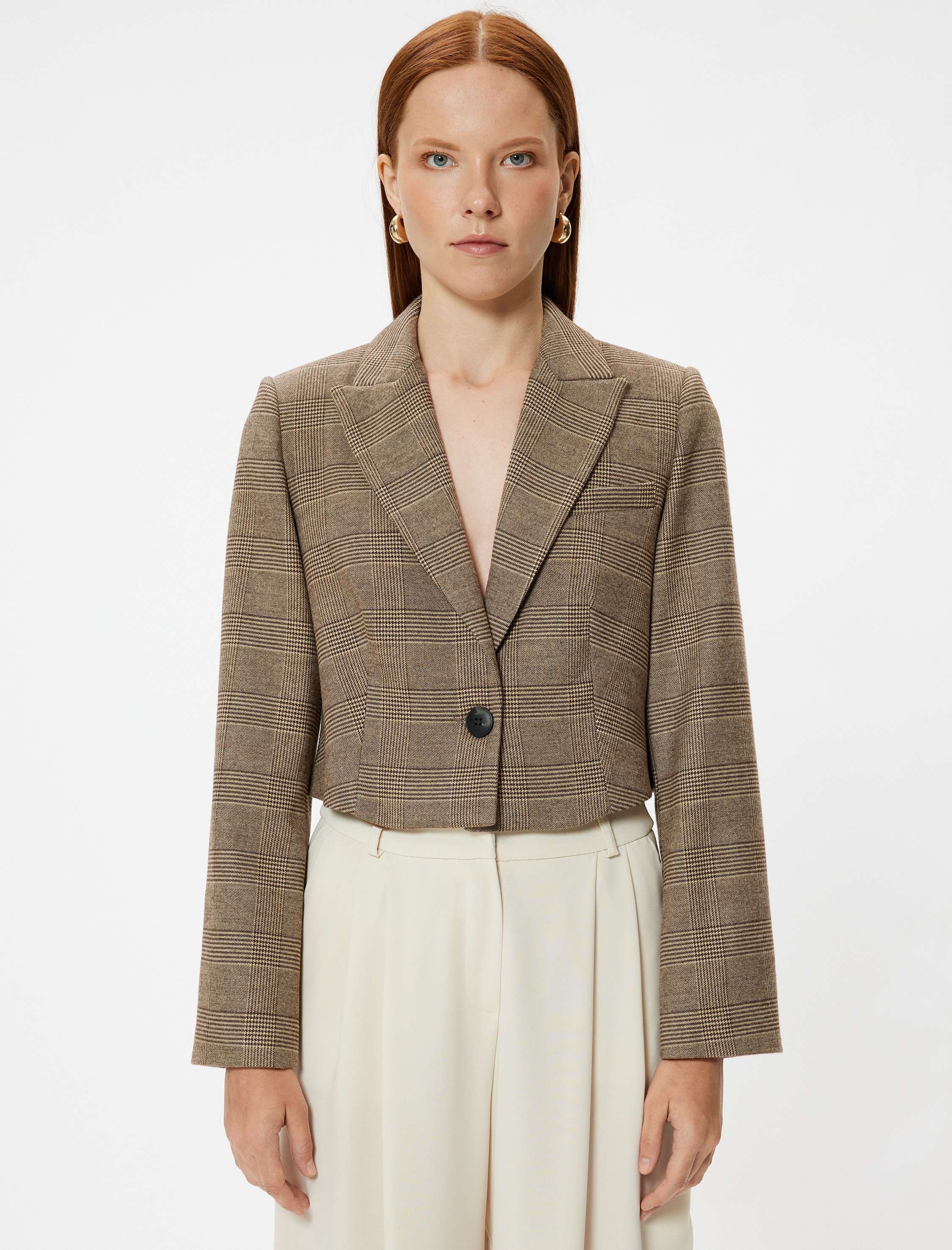   Crop Blazer Ceket Kruvaze Regular Fit