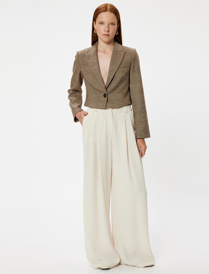  Crop Blazer Ceket Kruvaze Regular Fit