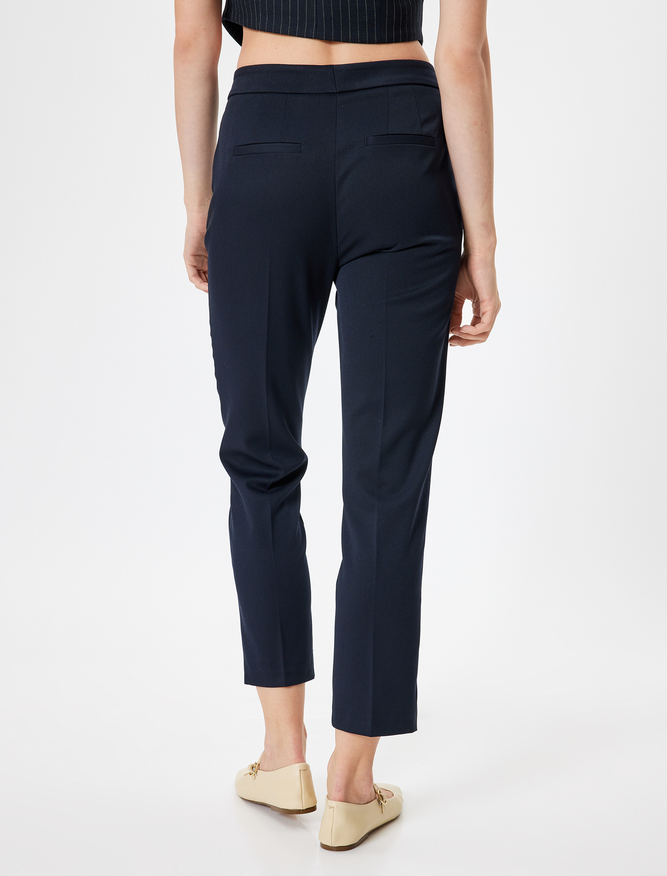   Regular Fit Cepli Kısa Paça Cigarette Pantolon