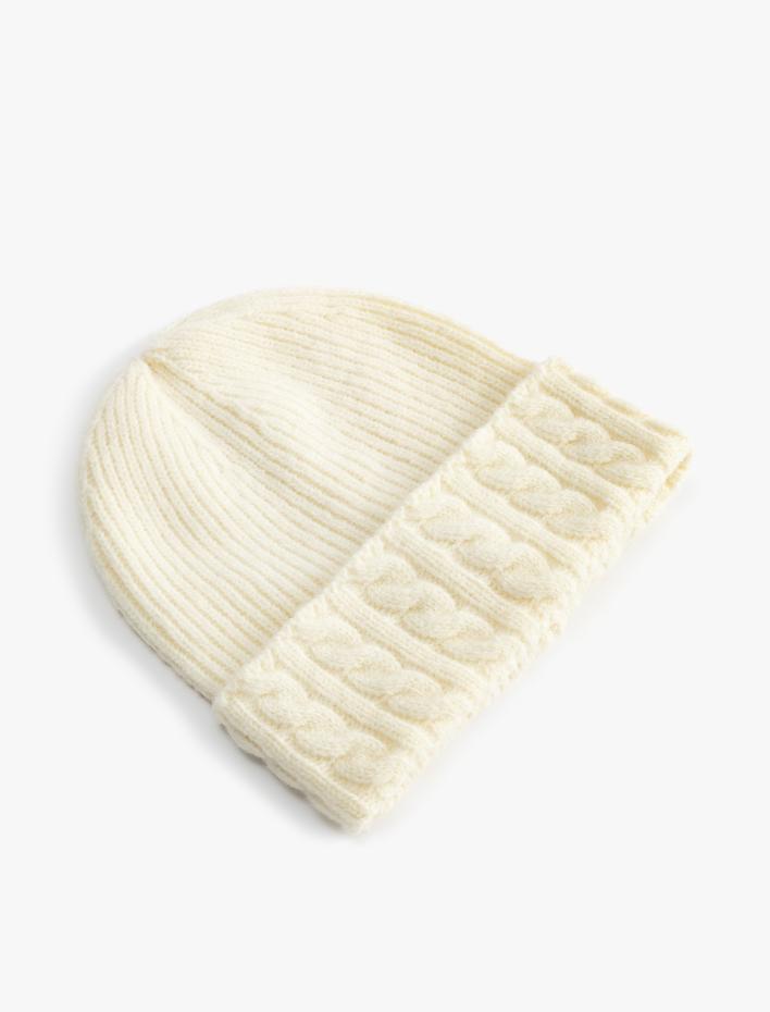 Kadın Örgü Bere Dokulu Katlama Detaylı - Koton X Sima Tarkan