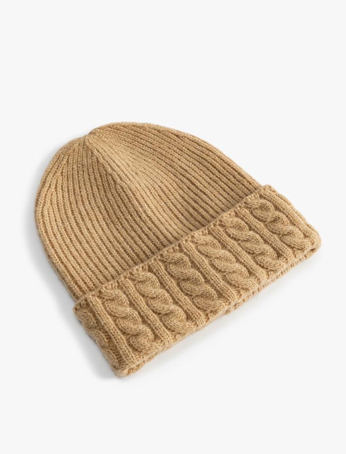 Kadın Örgü Bere Dokulu Katlama Detaylı - Koton X Sima Tarkan