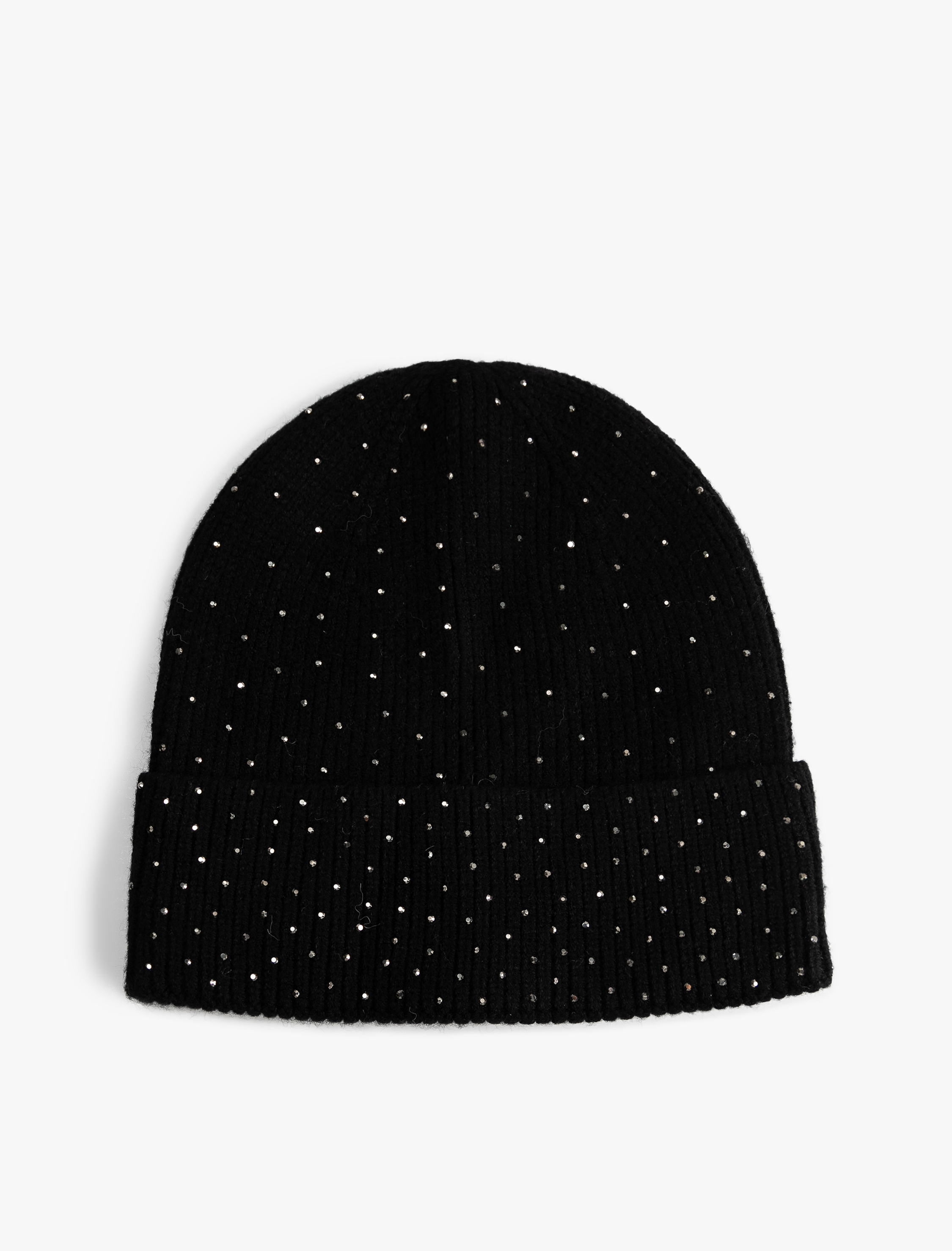  Kadın Örgü Bere Taş Detaylı Katlamalı