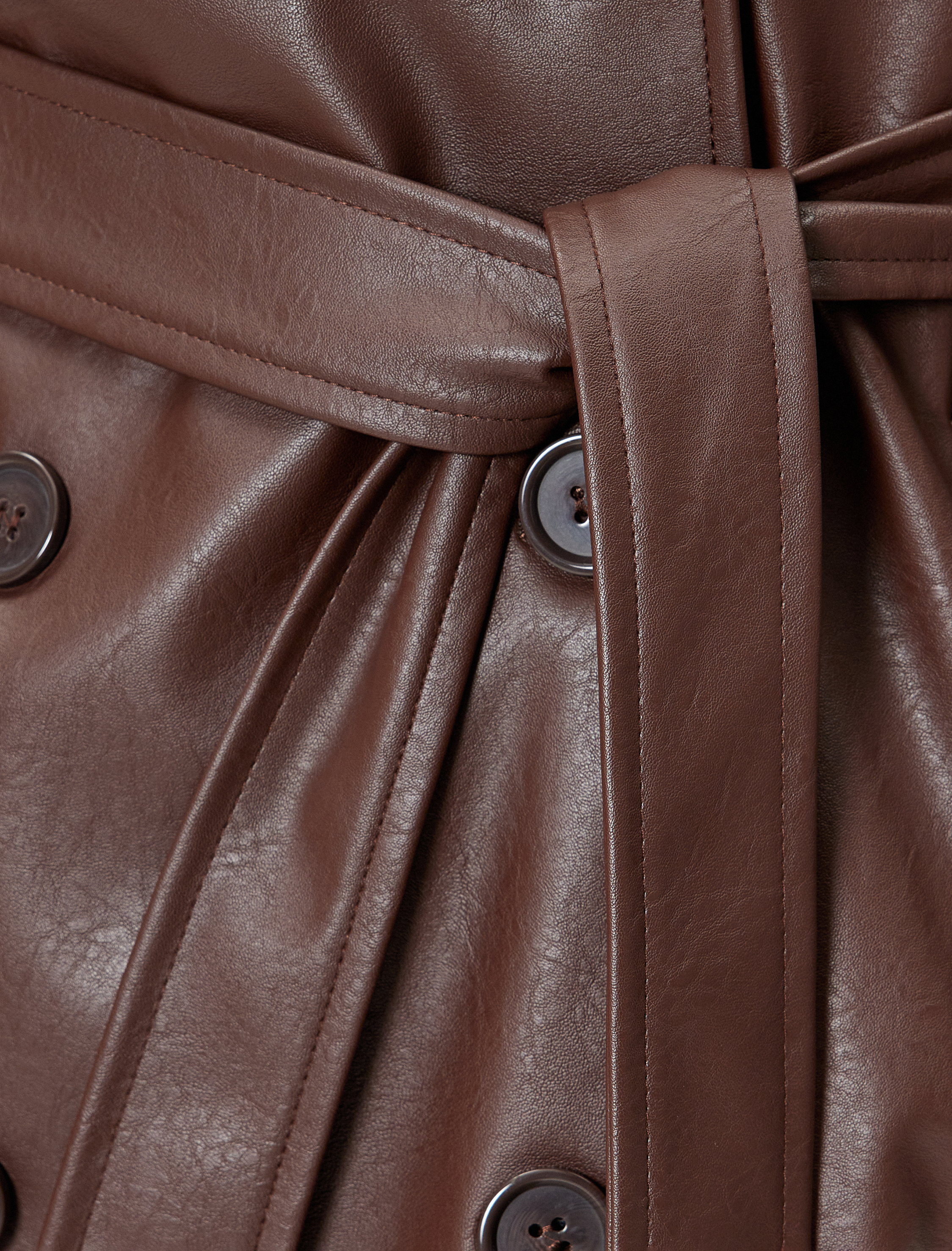   Cepli Kruvaze Uzun Suni Deri Trençkot