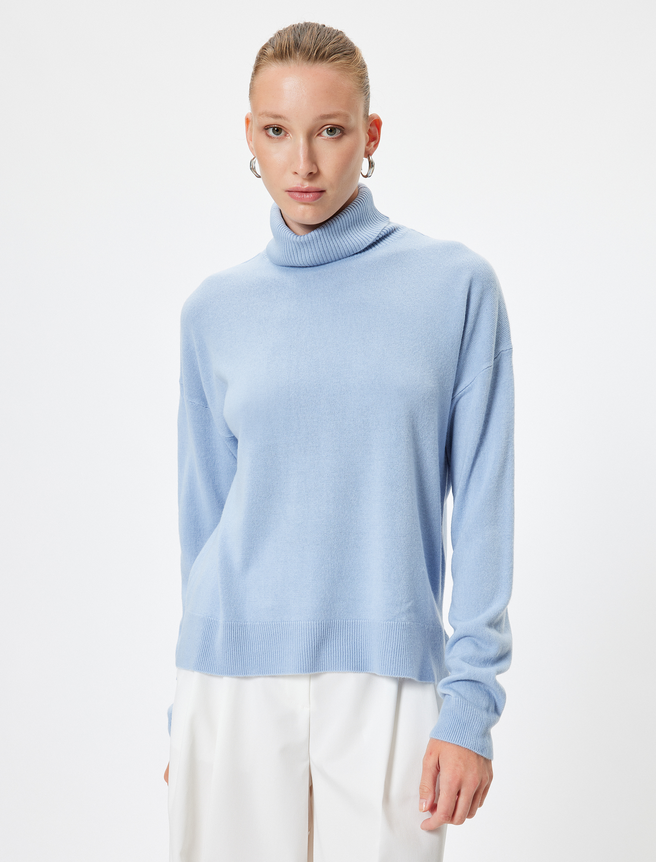 Basic Triko Boğazlı Kazak Uzun Kollu Yumuşak Dokulu