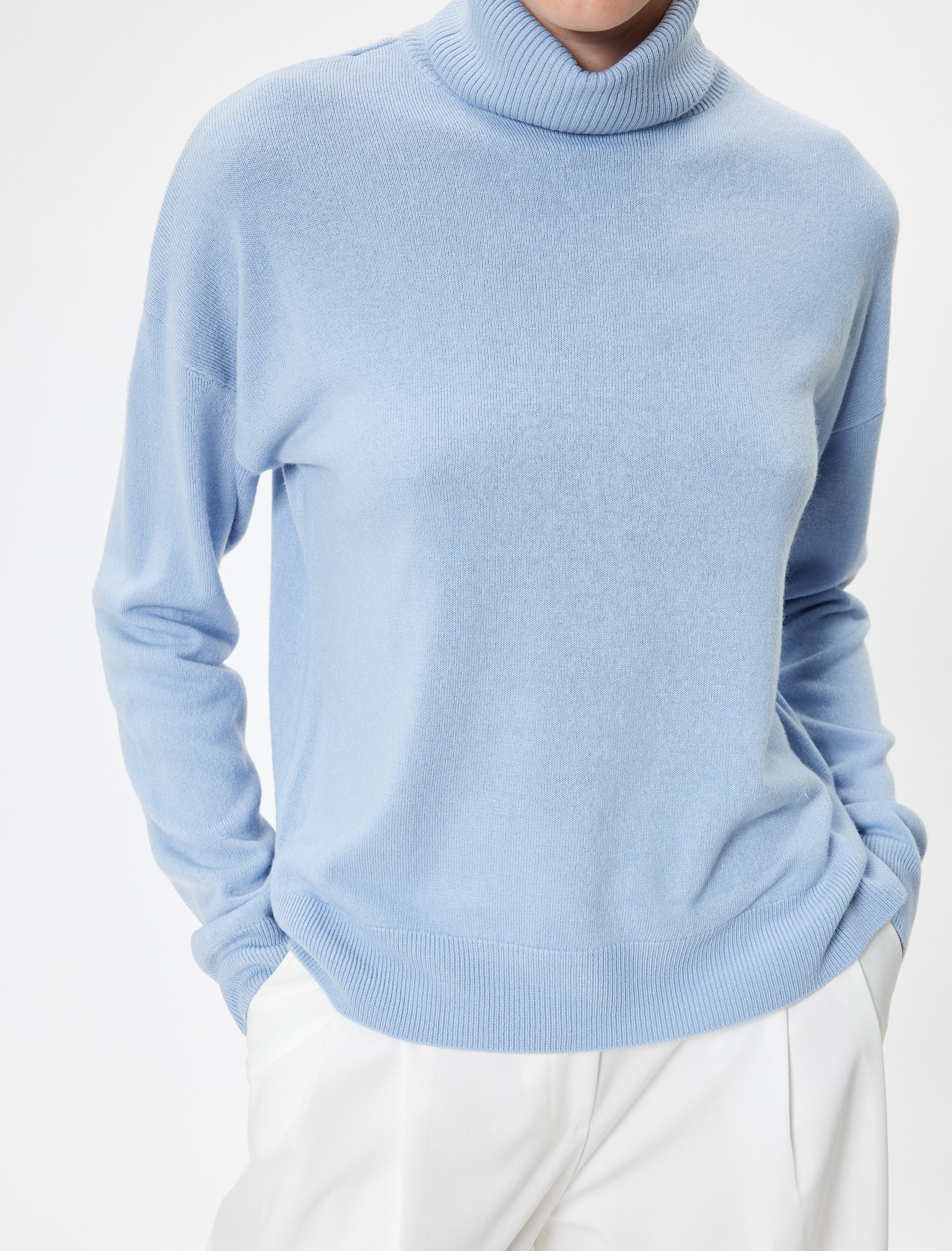 Basic Triko Boğazlı Kazak Uzun Kollu Yumuşak Dokulu