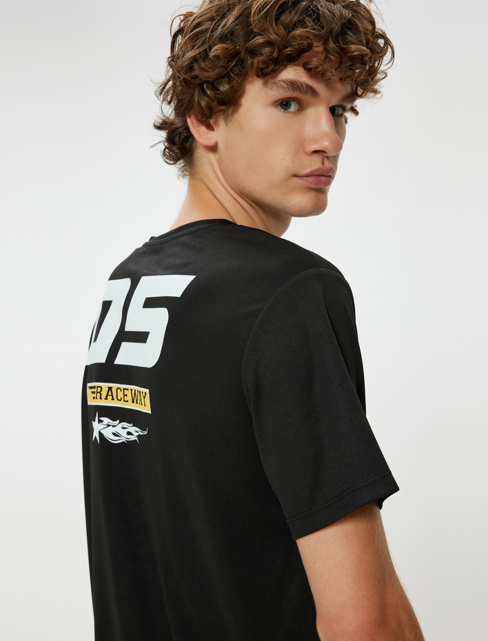  Spor Tişört Bisiklet Yaka Kısa Kollu Dikiş Detaylı