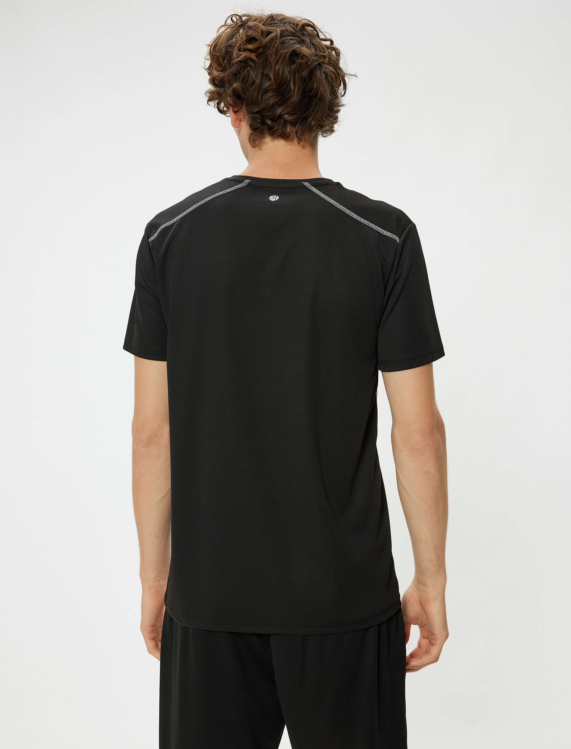   Spor Tişört Bisiklet Yaka Kısa Kollu Dikiş Detaylı