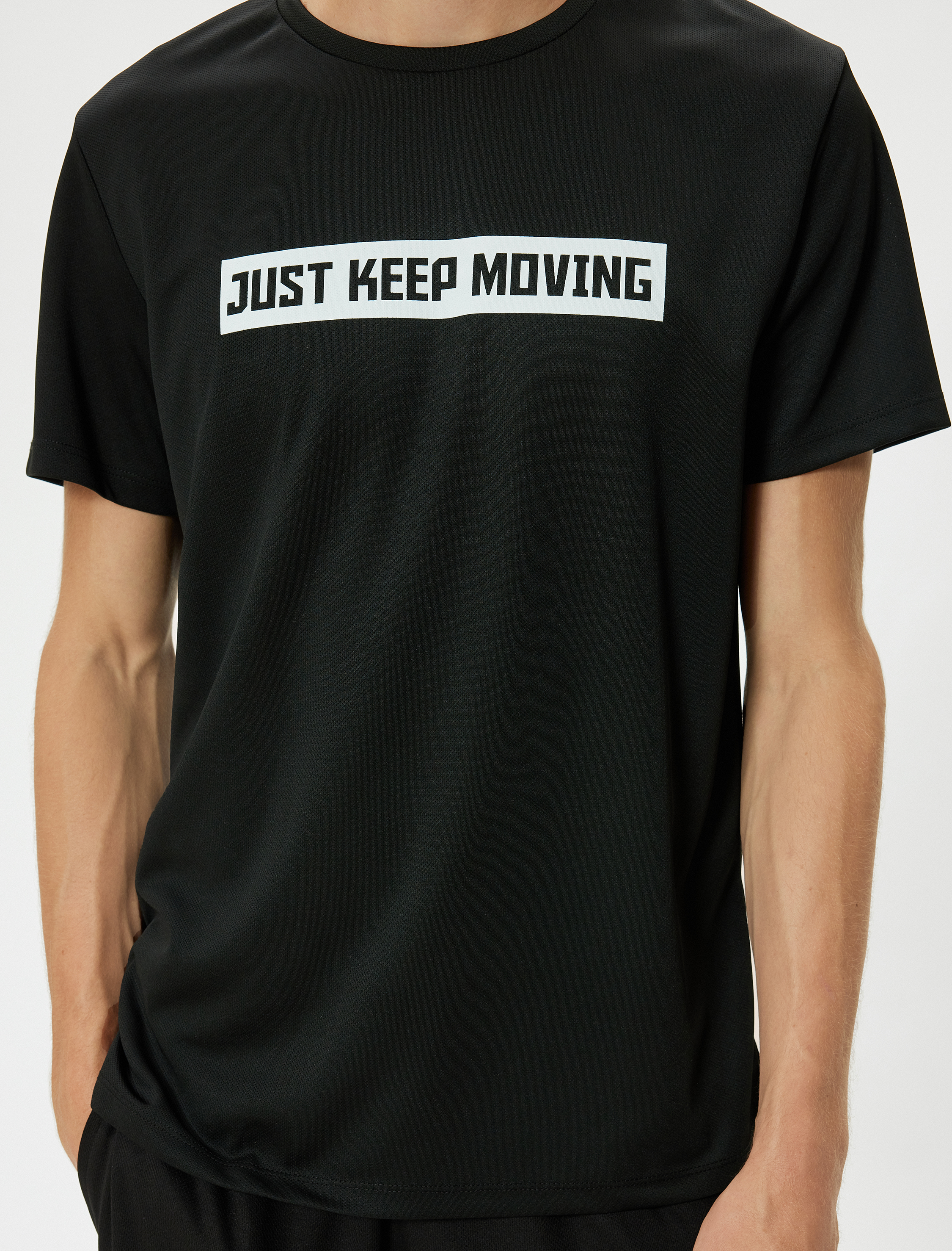   Spor Tişört Slogan Baskılı Bisiklet Yaka Kısa Kollu