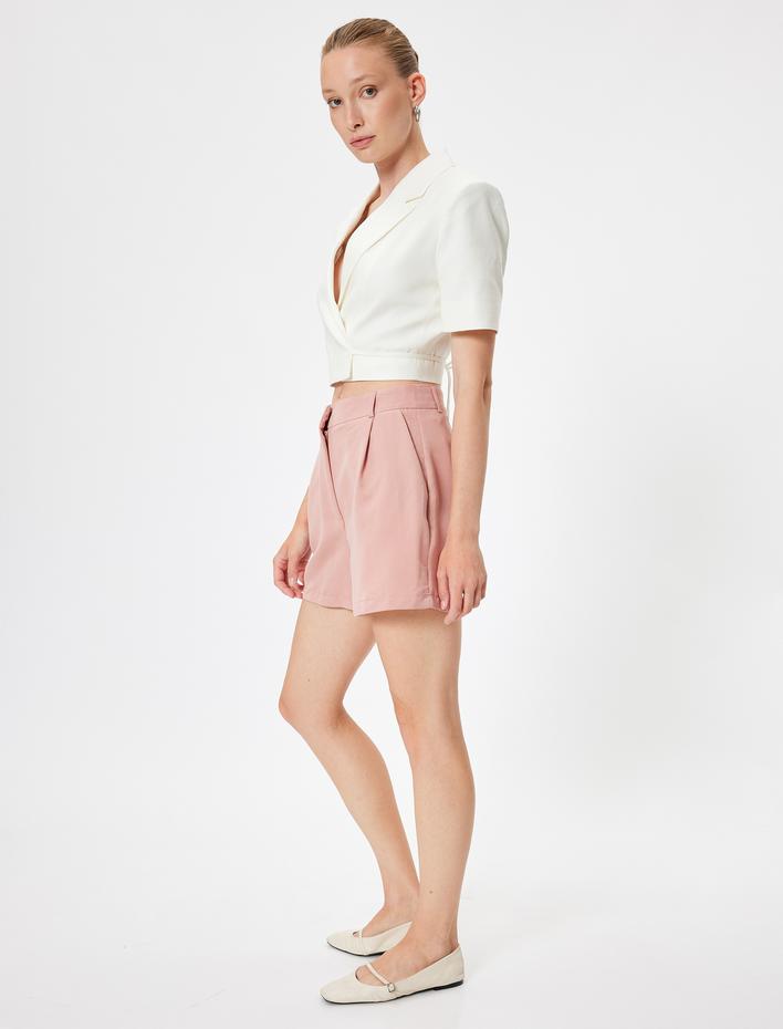  Modal Kumaş Şort Cepli Pile Detaylı