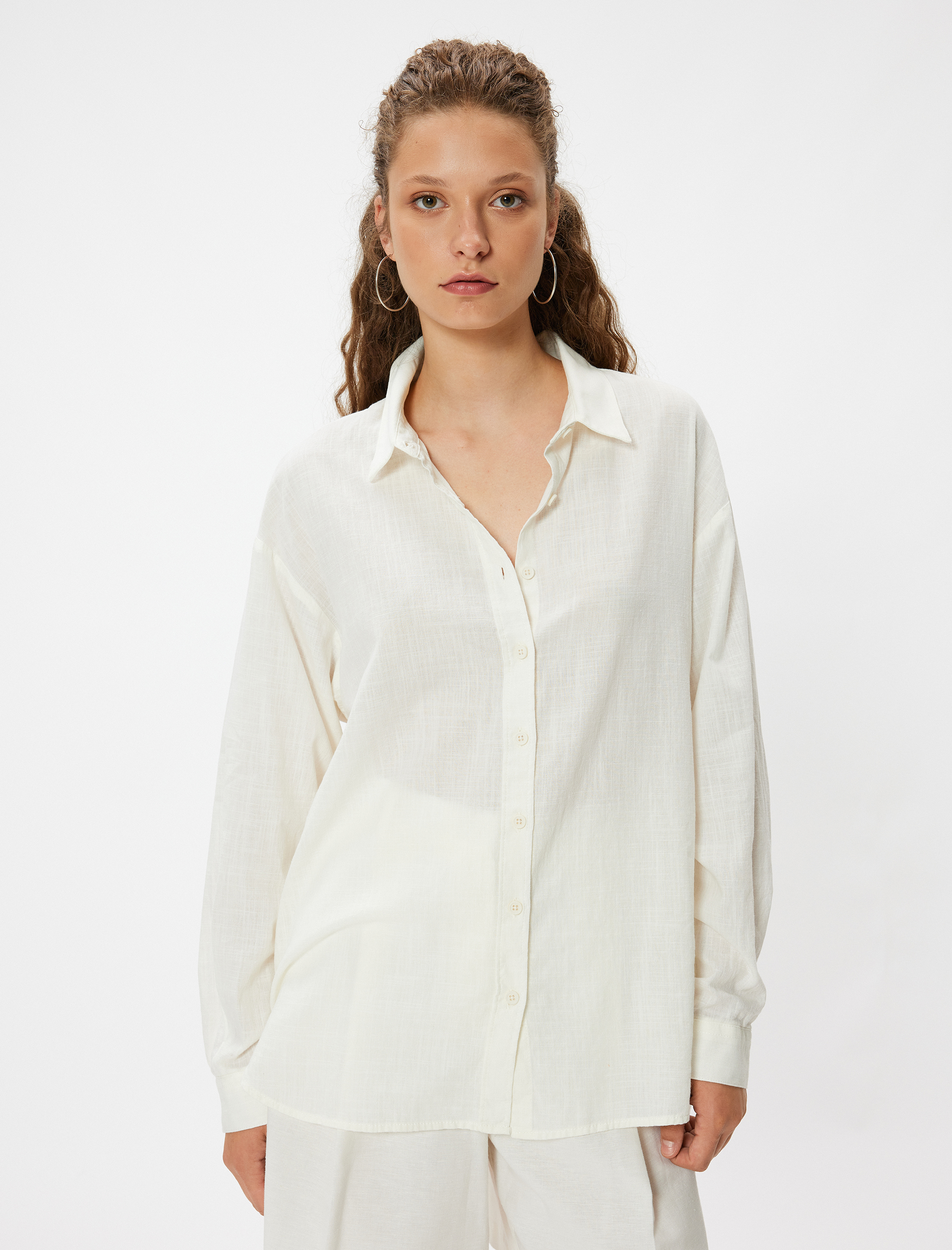 Uzun Kollu Gömlek Düğmeli Klasik Yaka Pamuklu