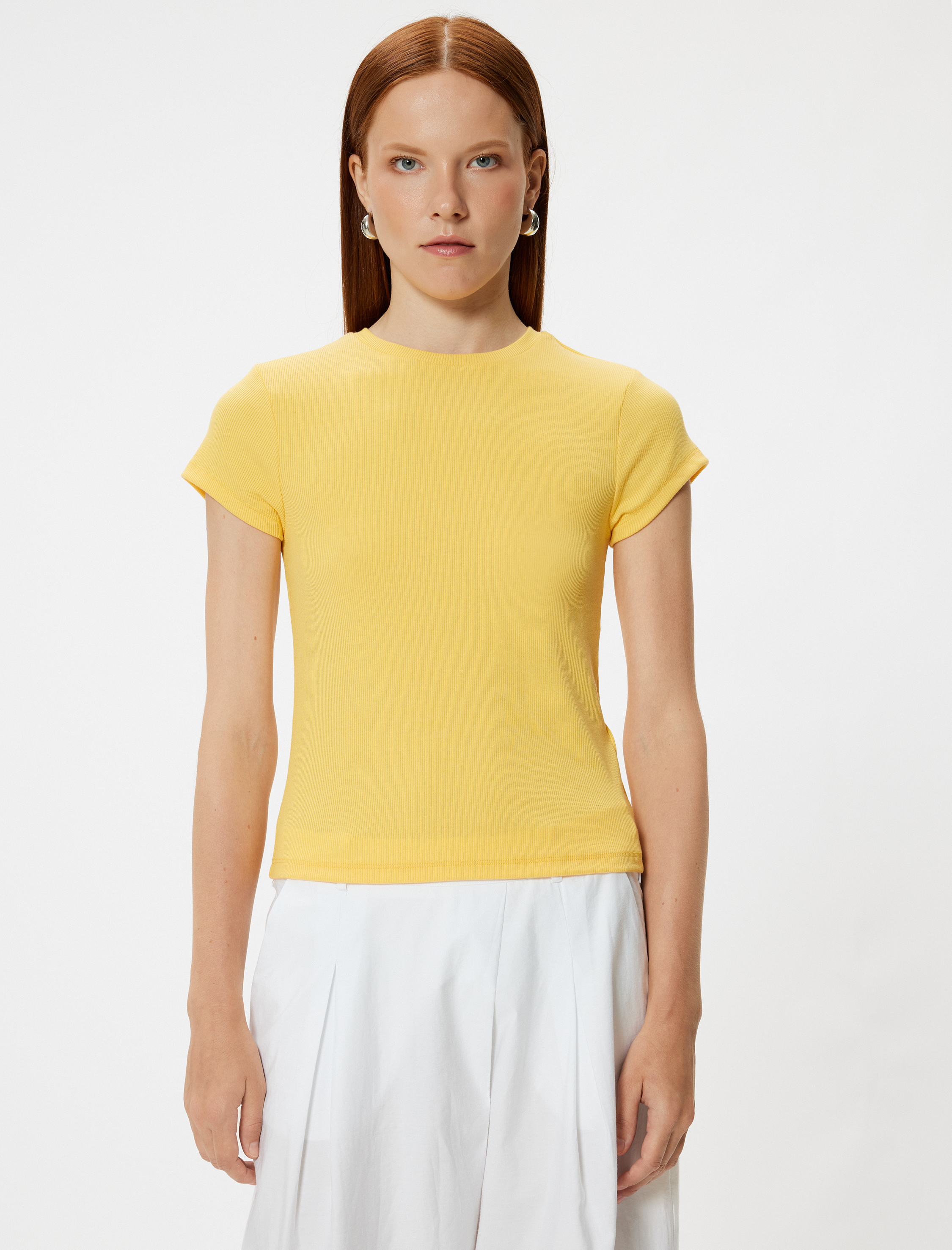   Koton X Sima Tarkan - Basic Fitilli Tişört Kısa Kollu Bisiklet Yaka Slim Fit