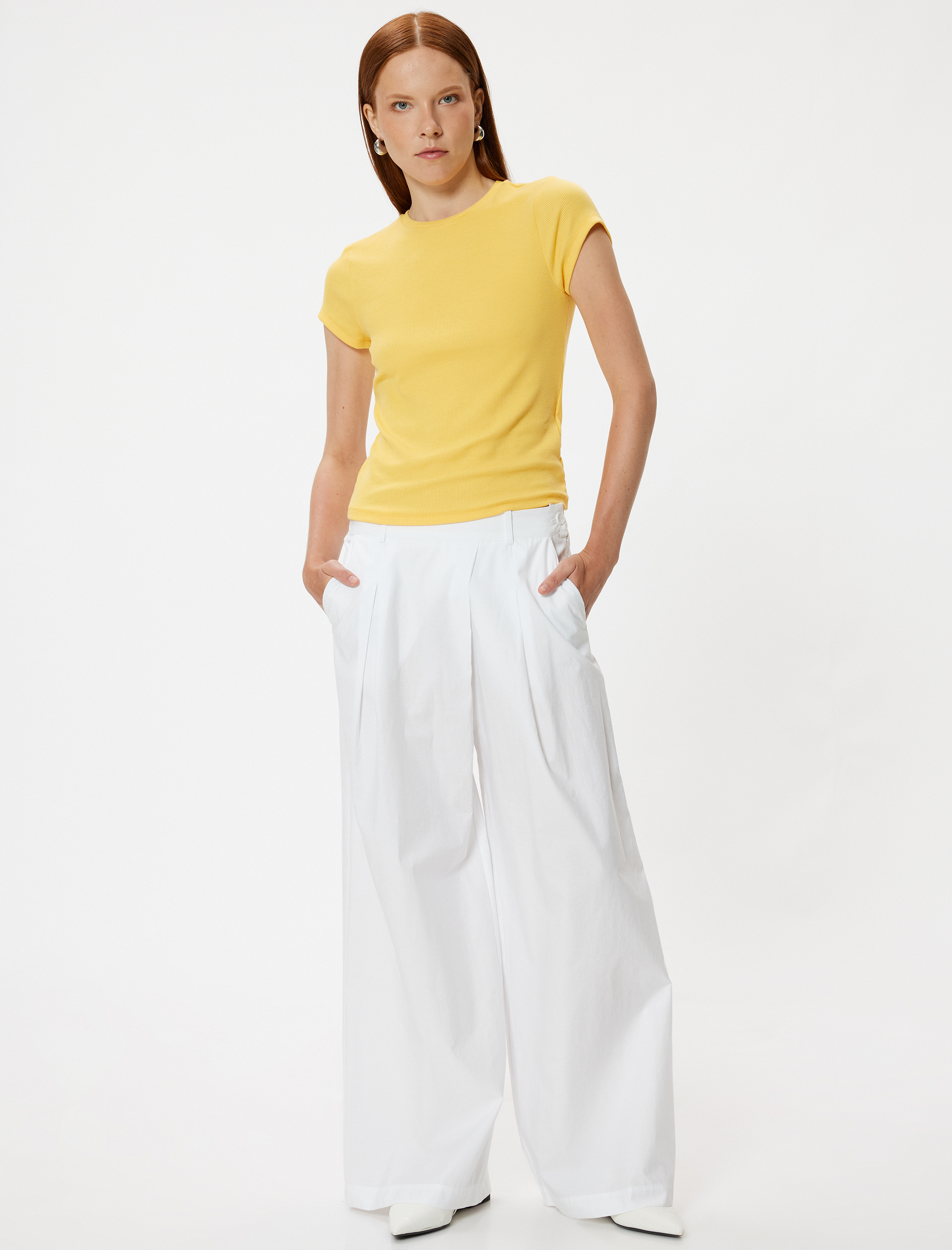   Koton X Sima Tarkan - Basic Fitilli Tişört Kısa Kollu Bisiklet Yaka Slim Fit