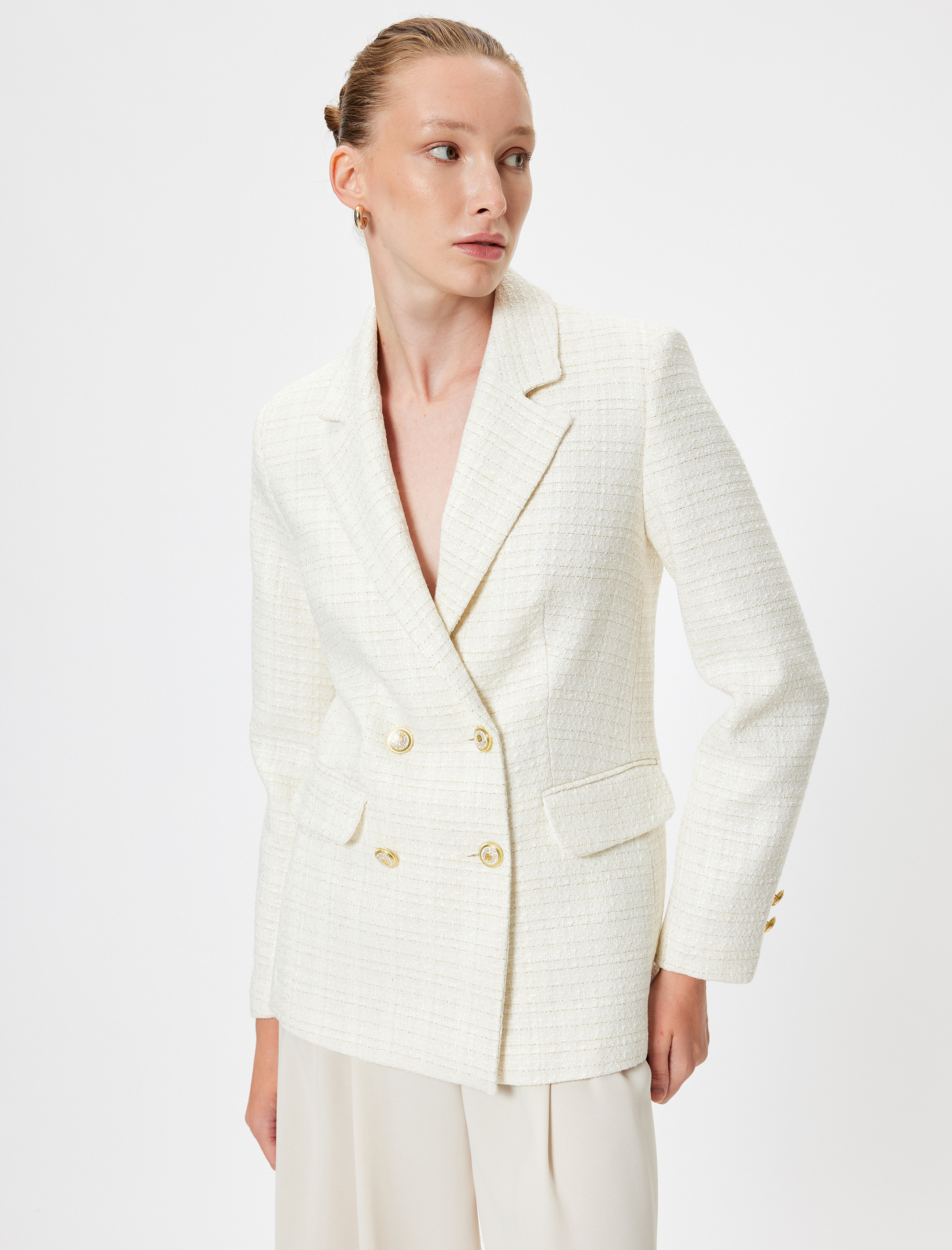   Tüvit Blazer Ceket Kruvaze Slim Fit