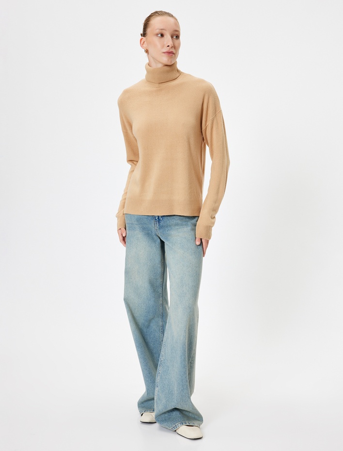  Basic Triko Boğazlı Kazak Uzun Kollu Yumuşak Dokulu