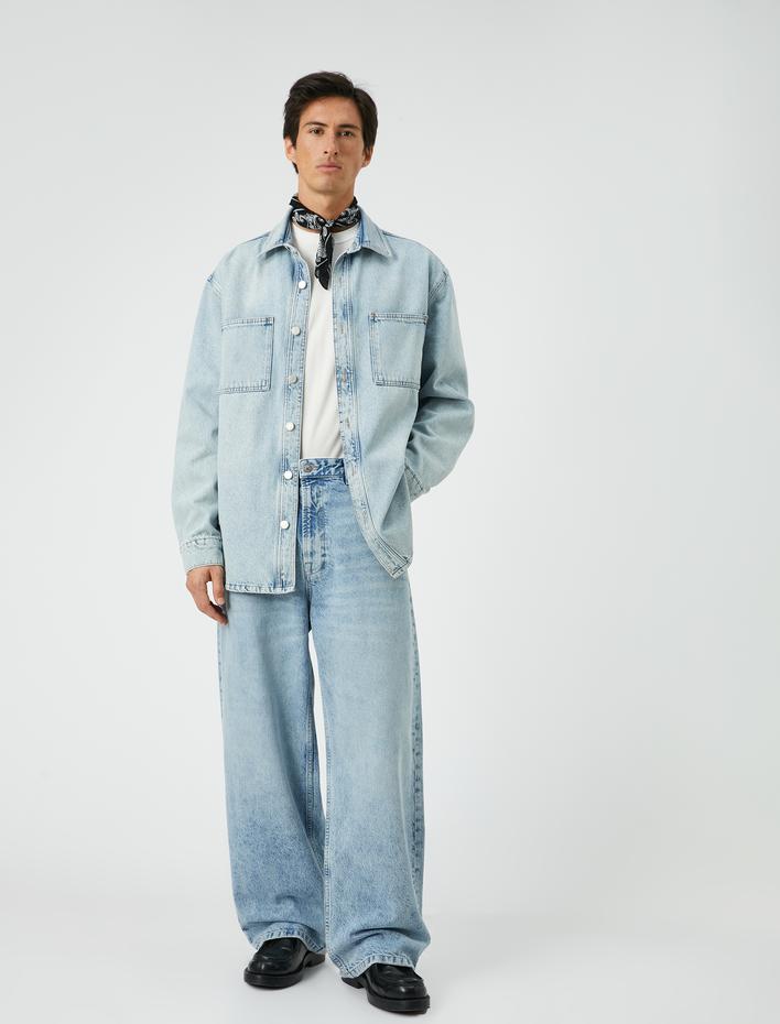  Bol Kot Pantolon Cep Detaylı Düğmeli