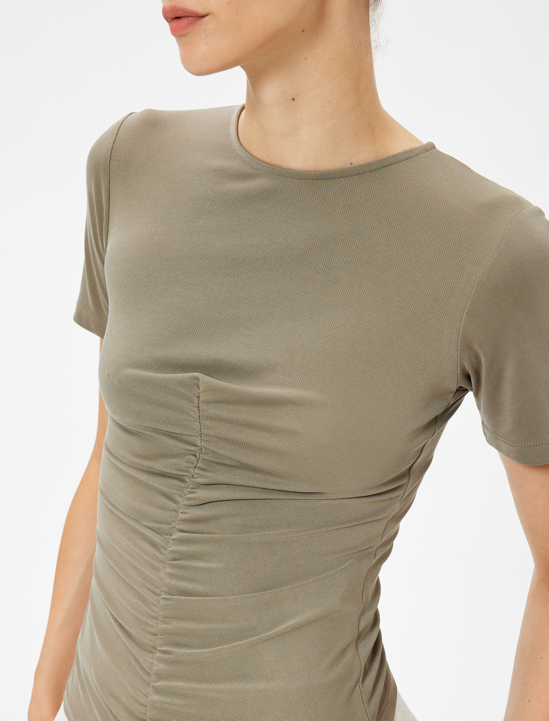   Drapeli Body Kısa Kollu Bisiklet Yaka