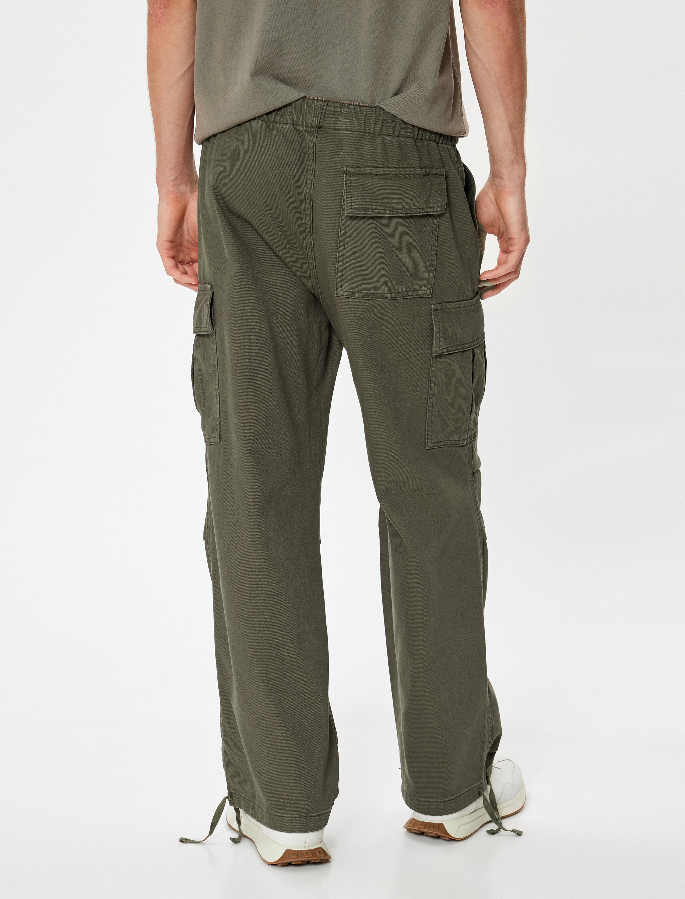   Paraşüt Pantolon Kargo Cep Detaylı Beli Bağcıklı Pamuklu