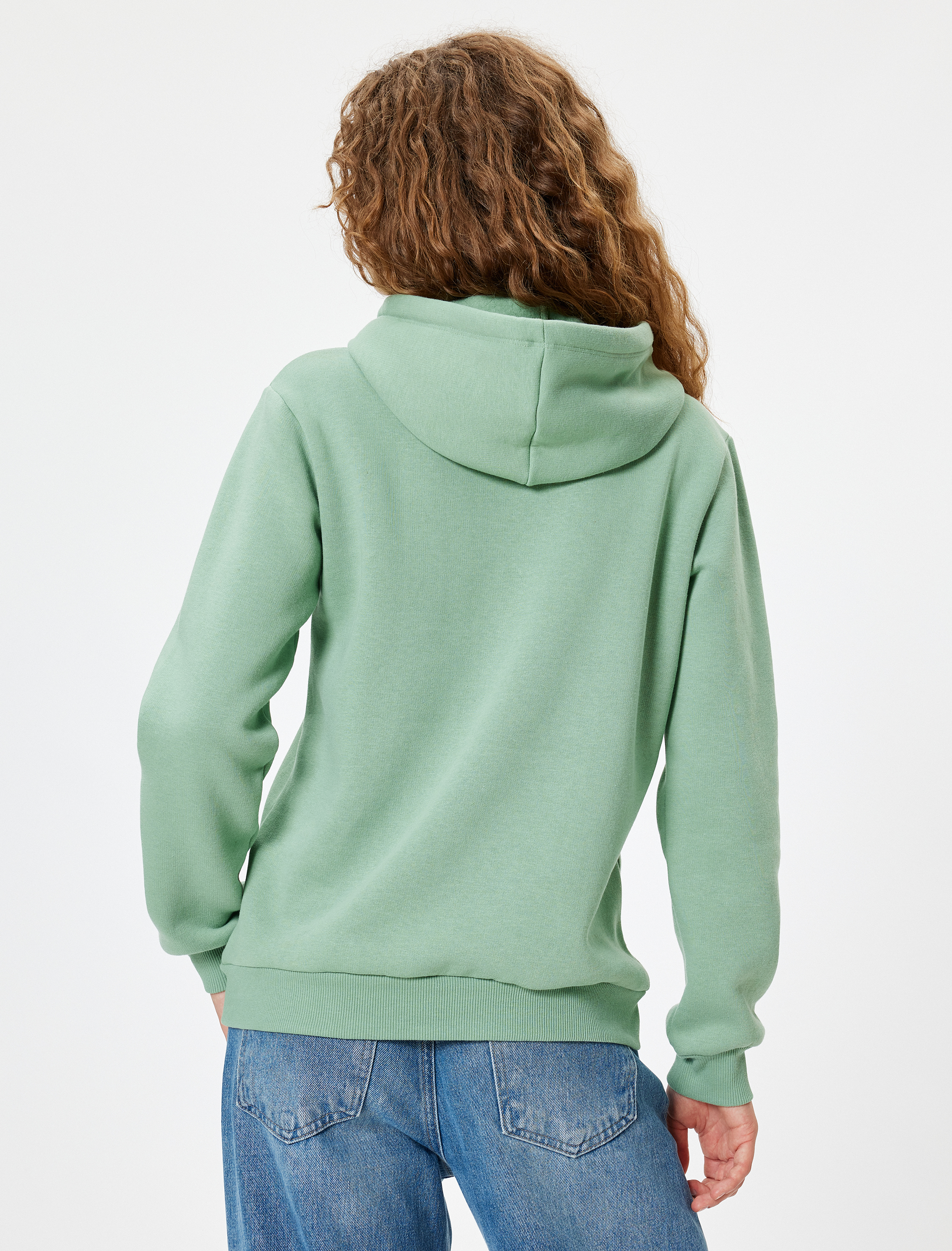   Kedi Baskılı Kapüşonlu Şardonlu Oversize Sweatshirt