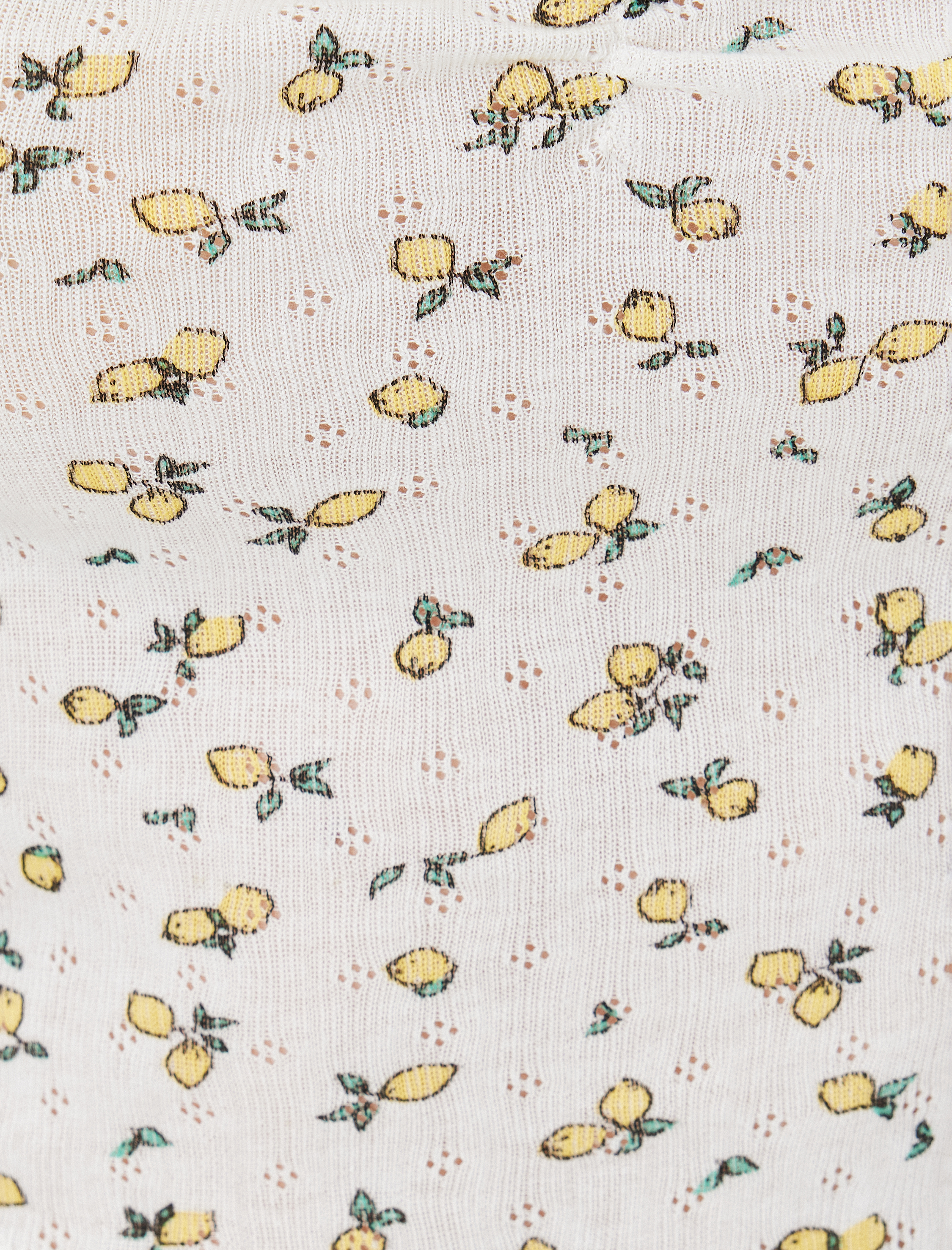 Meyve Baskılı Tişört Fiyonklu Kap Kol Kare Yaka Slim Fit Pamuklu