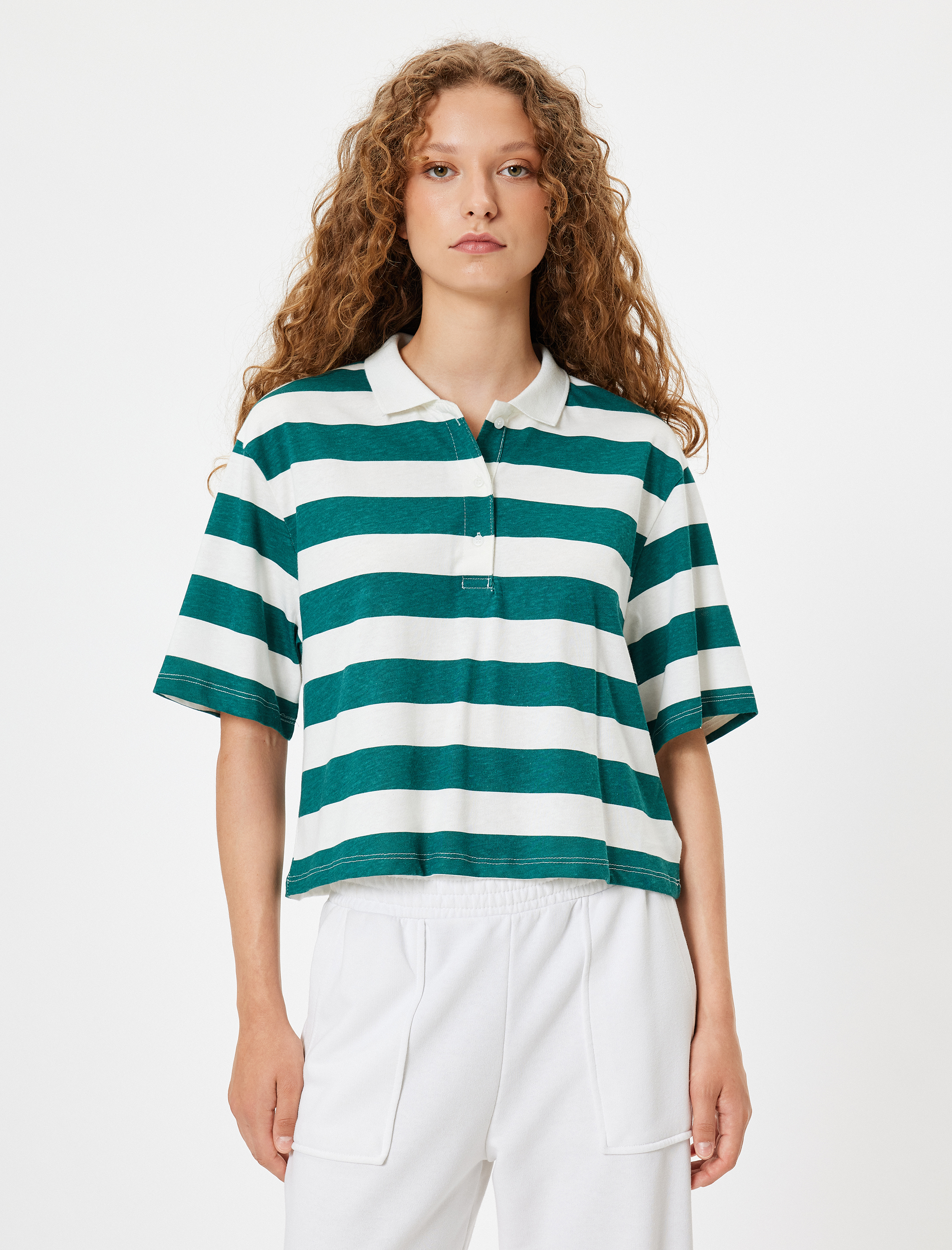   Polo Yaka Rugby Tişört Kısa Kollu Düğmeli Renk Bloklu