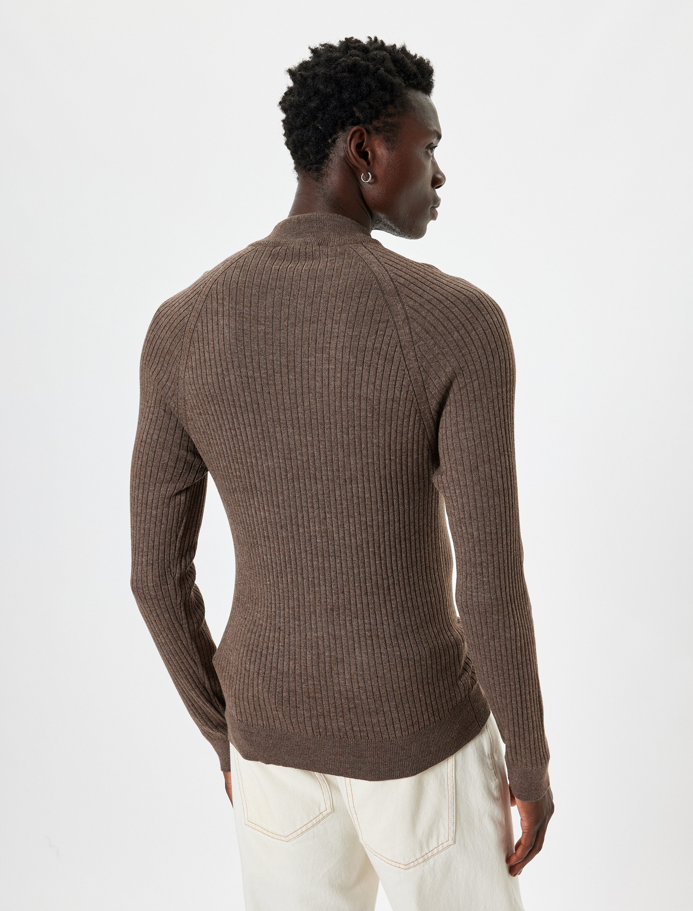   Triko Kazak Yarım Balıkçı Yaka Basic Dokulu Pamuk Karışımlı